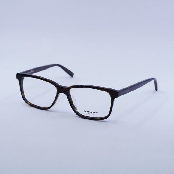 Saint Laurent Paris Saint Laurent SL458/F 002 Eyeglasses Dark Havana 55mm Size ONE SIZE - 3 Thumbnail