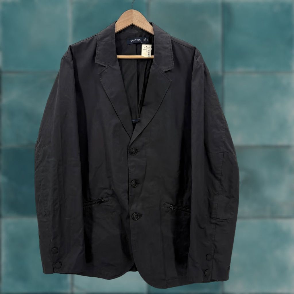 Nautica Nautica Blazer Mens Large Gray 4 Button Cotton Nylon Sport Coat Casual Jacket Size 42R - 1 Thumbnail