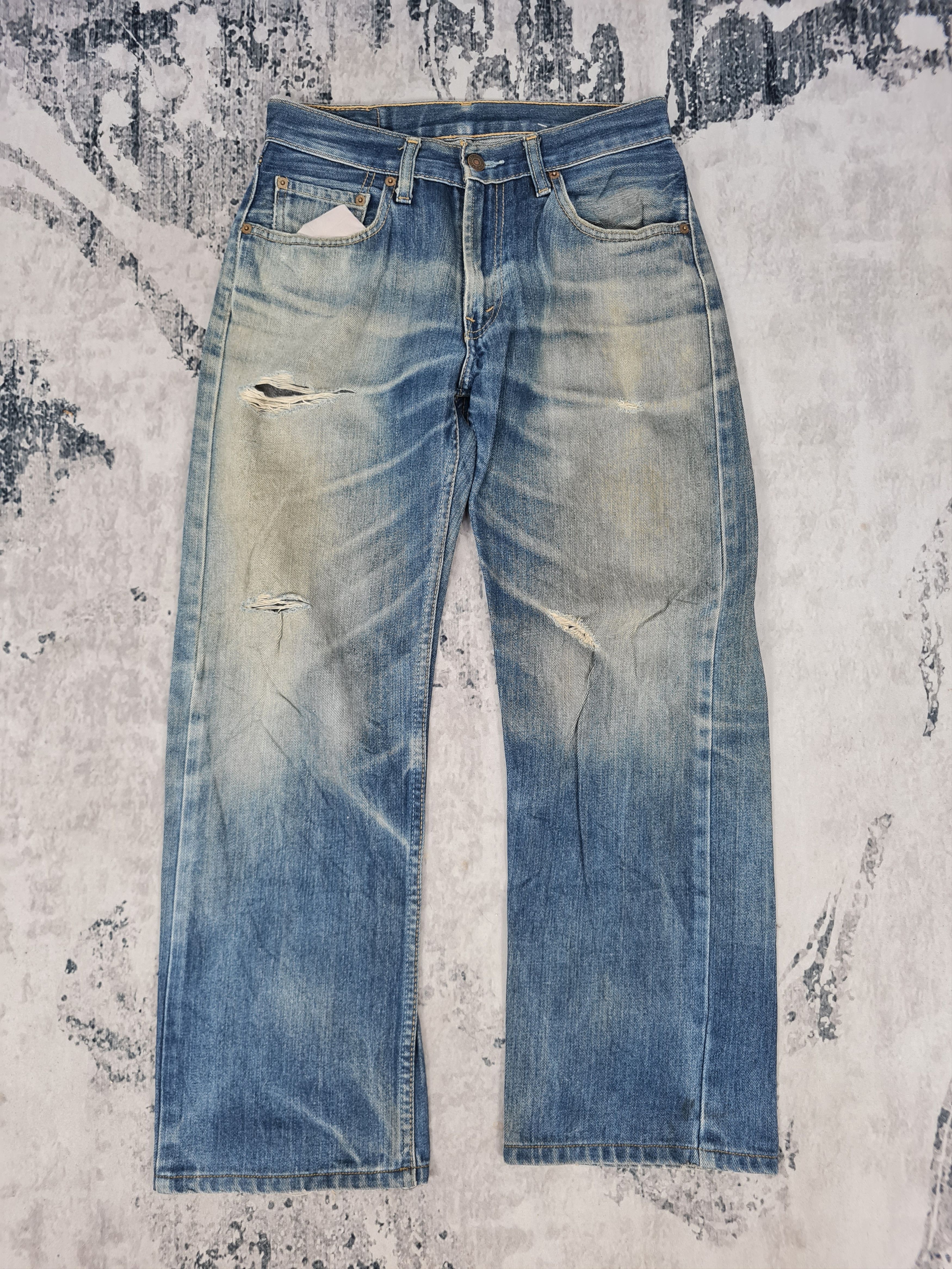 image of Distressed Denim x Levis Vintage Clothing Levis 530 Distressed Stone Wash Cropped L0373 Size 28X27 