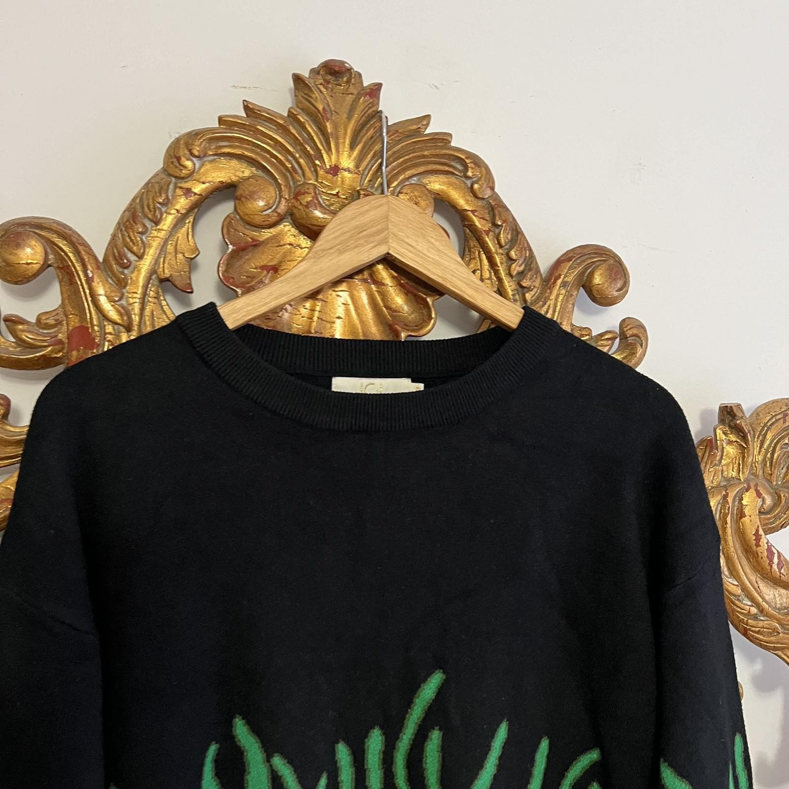 Vintage Vintage Y2K Japanese Style Green Flame Fire Knit Sweater Size US S / EU 44-46 / 1 - 4 Thumbnail