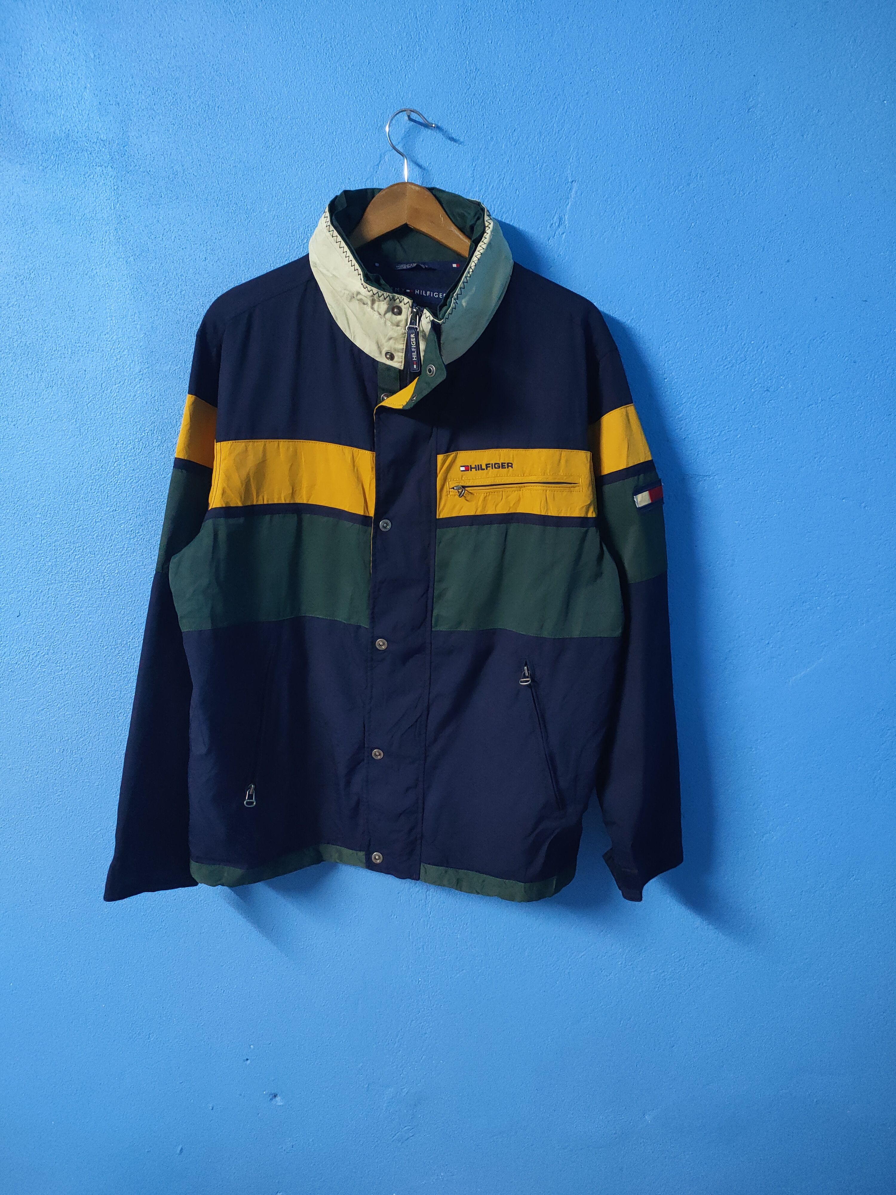 image of Tommy Hilfiger Jacket Multicilour Windbreaker in Green, Men's (Size Medium)