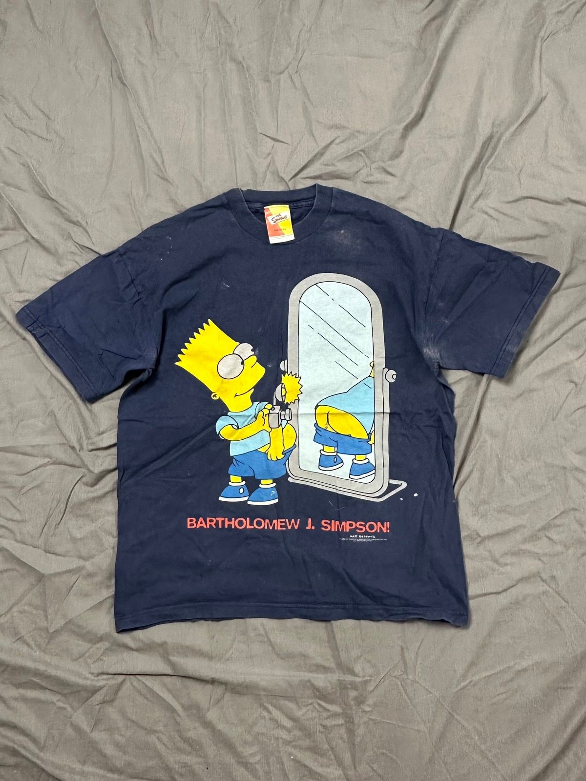 Pre-owned The Simpsons X Vintage Faded 1997 The Simpsons Tee Bart Y2k In Navy
