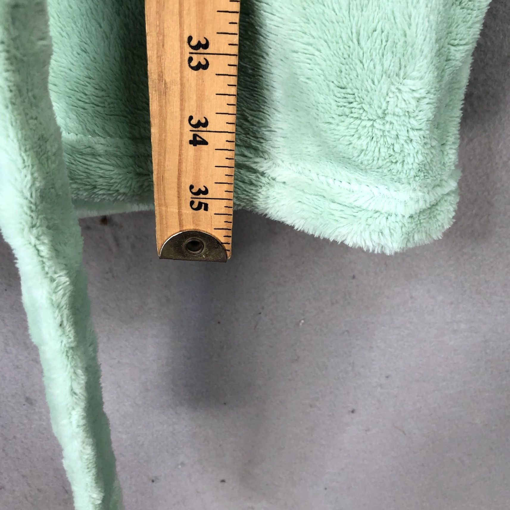 Vintage LYCY Robe Womens S/M Green Faux Fur Trim Hooded Plush Fleece Lounge Cozy Bath Size ONE SIZE - 4 Thumbnail