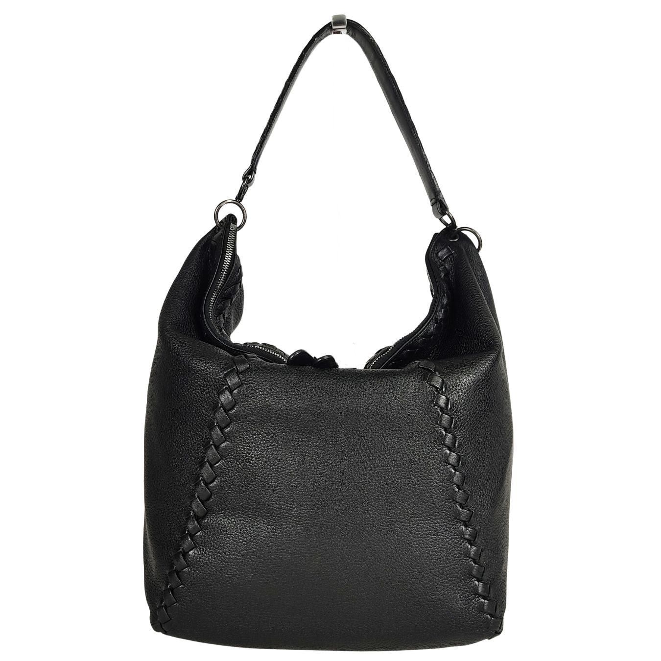 image of Bottega Veneta Bottega Veneta Bottega Veneta Soft Shopper Shoulder Bag In Black Leather, Women's