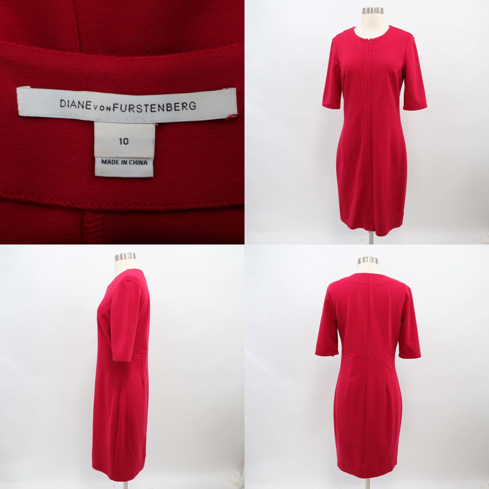 Diane von Furstenberg DvF Sheath Dress Saturn Womens 10 Red 