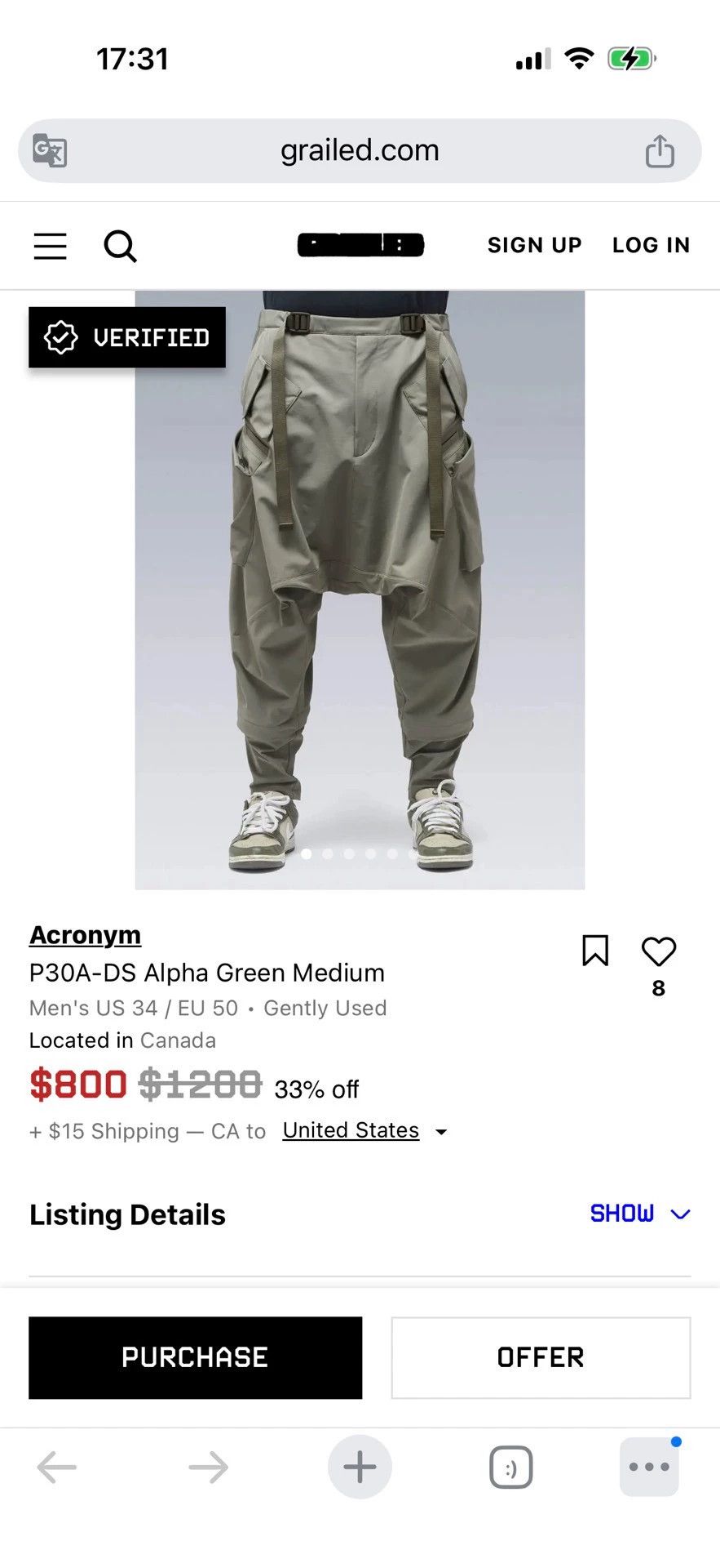 Acronym Acronym P30A-DS Tech Multi-pkt Zip Wp 8-Workpants Size US 28 / EU 44 - 6 Thumbnail
