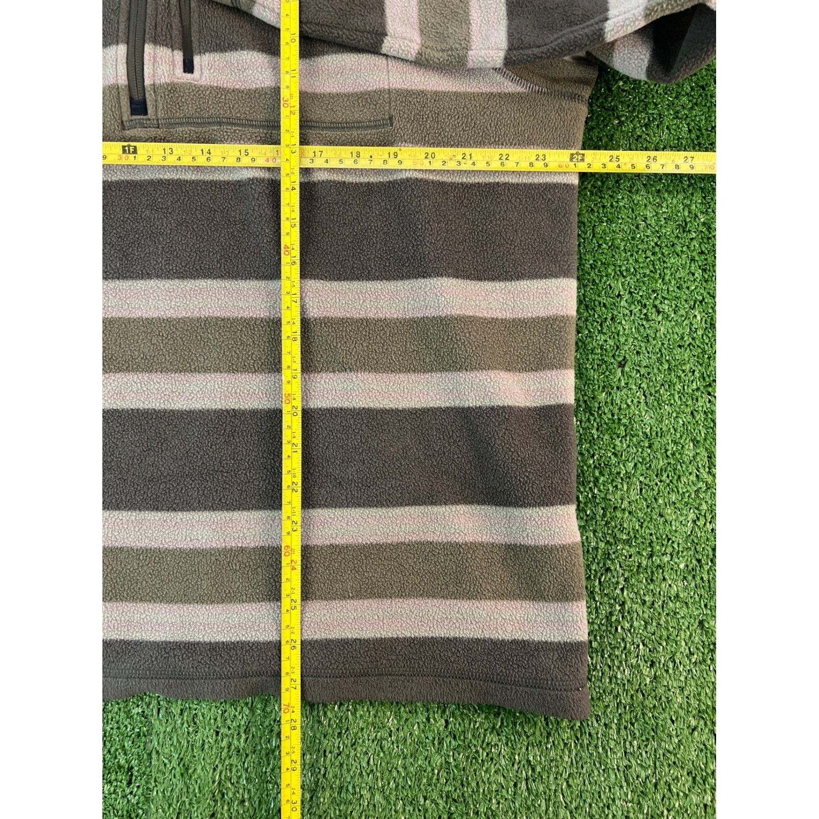 Duluth Trading Company Duluth Trading Co Mens L Fleece Striped Pullover Olive Green Size US XL / EU 56 / 4 - 4 Thumbnail