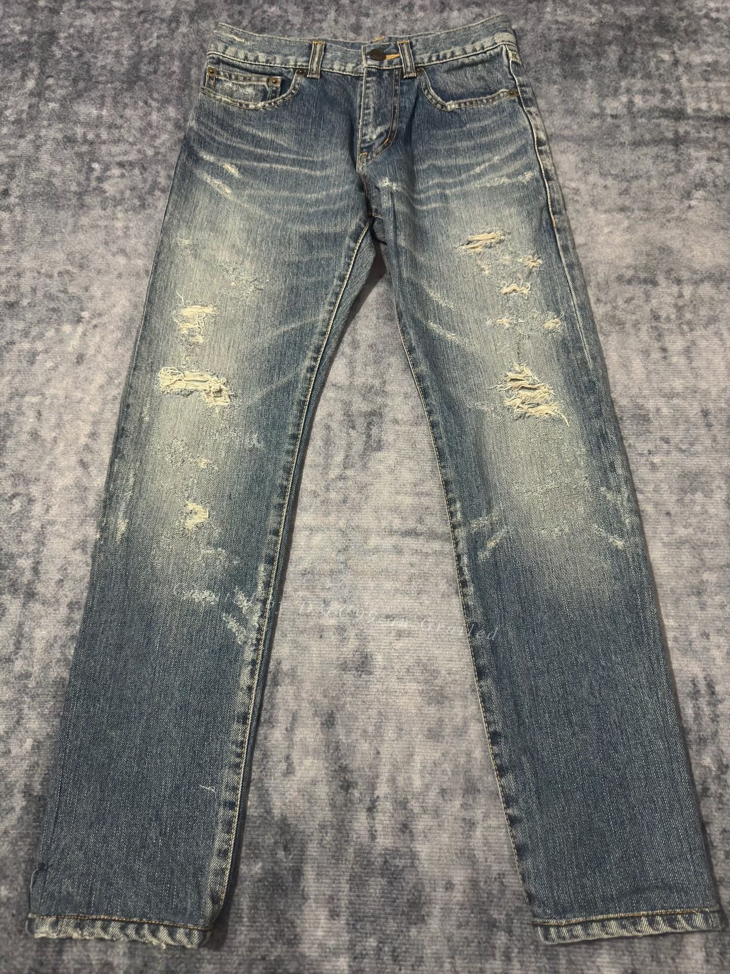Hedi Slimane Saint Laurent 13FW Distressed Skinny Jeans | Grailed