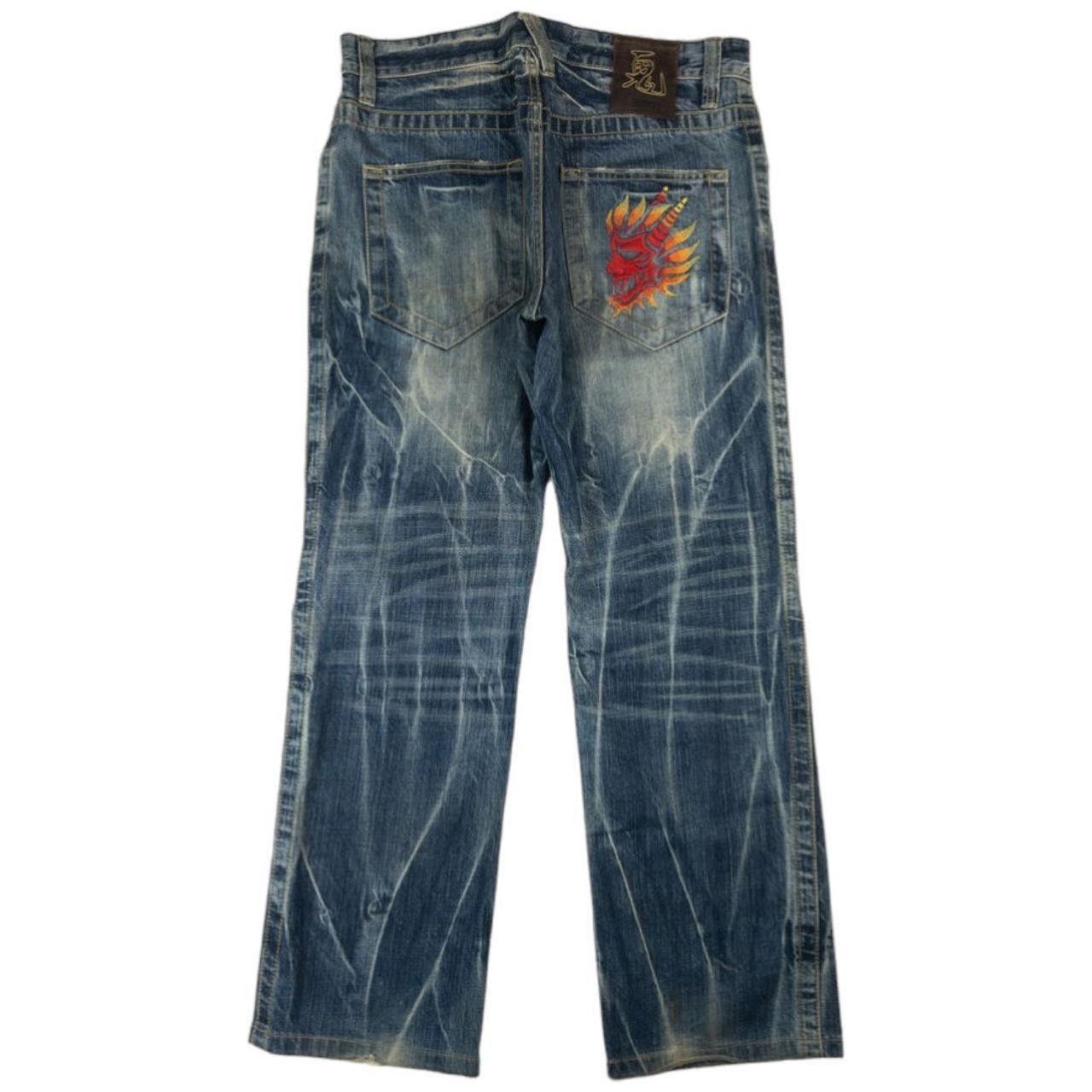 Other Vintage Oniarai Embroidered Devil Japanese Denim Jeans W33 Size US 33 - 2 Thumbnail