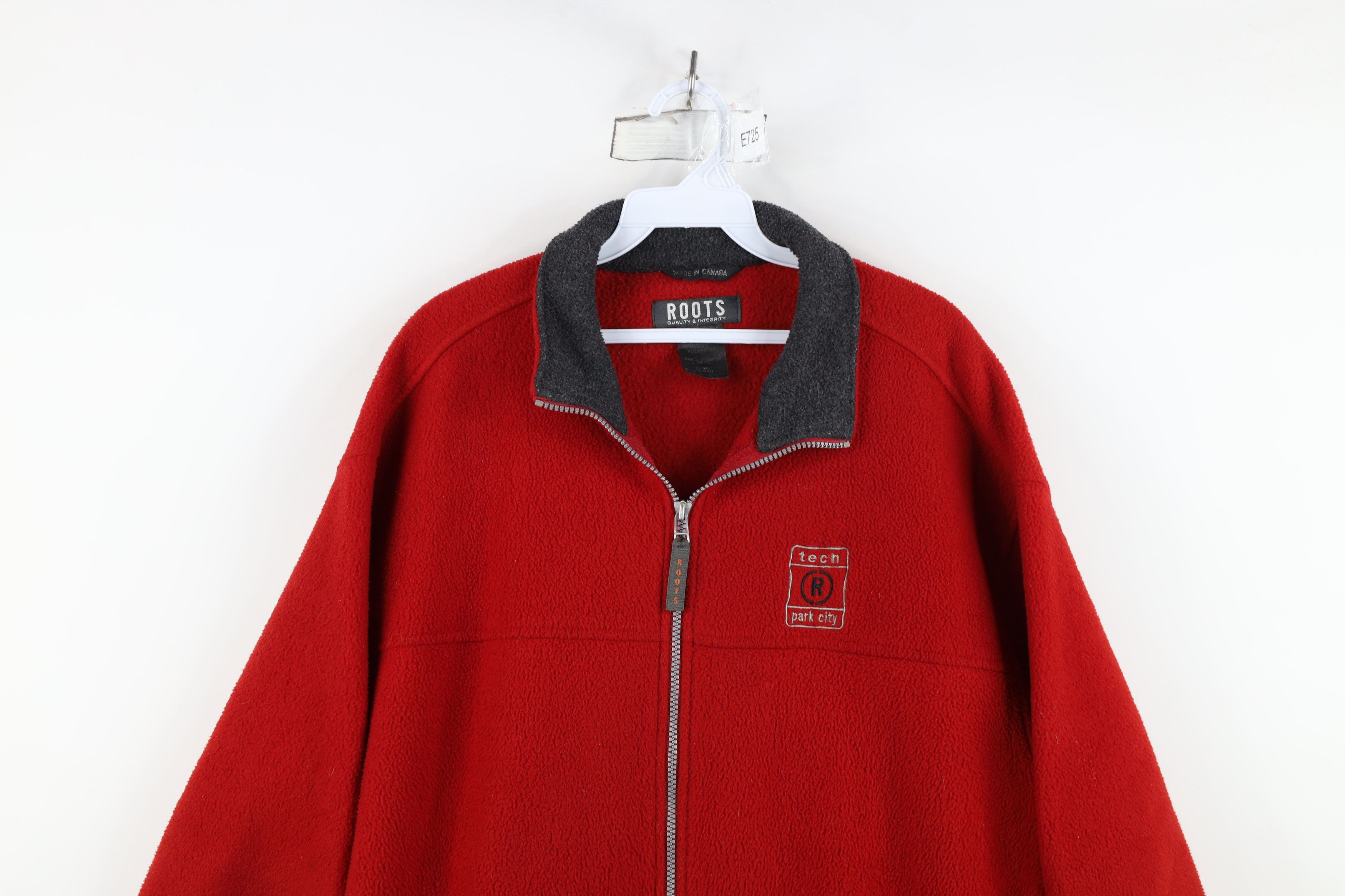 Vintage Vintage 90s Roots Tech Park City Utah Fleece Jacket Red Size US M / EU 48-50 / 2 - 2 Thumbnail