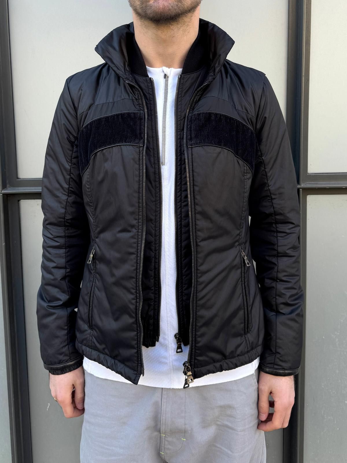 Prada Prada Main Line Nylon/Leather Double Layer Jet Black Jacket Size S / US 4 / IT 40 - 6 Thumbnail