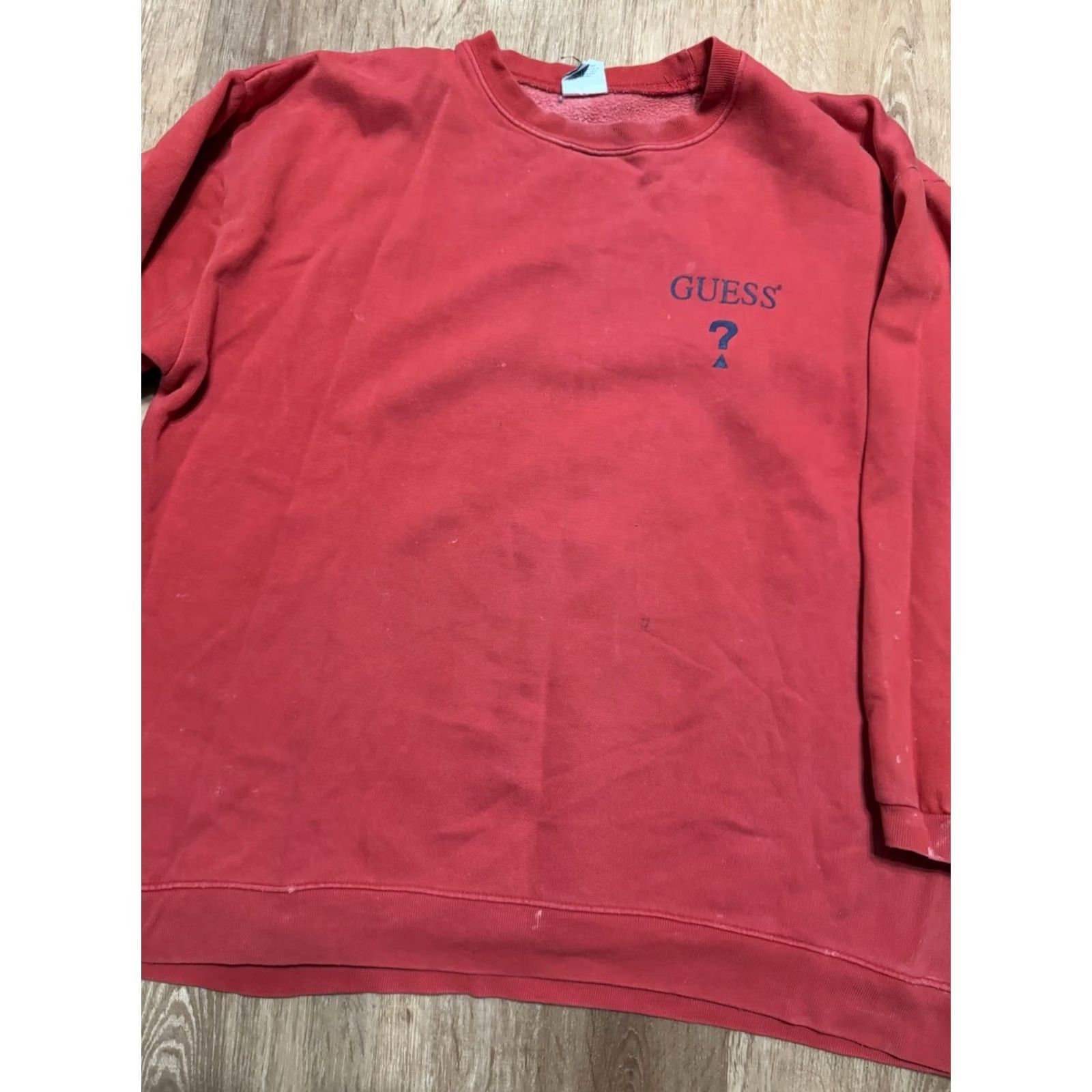 Guess VINTAGE Guess Spellout Sweatshirt Crewneck Red Mens M 90s Thrashed, 1990s, USA, Pullover, Regular Size US M / EU 48-50 / 2 - 7 Thumbnail