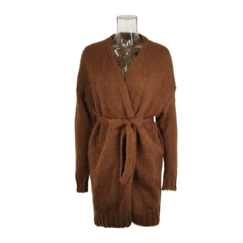 Max Mara Mohair-blend solid waist V-neck jacket