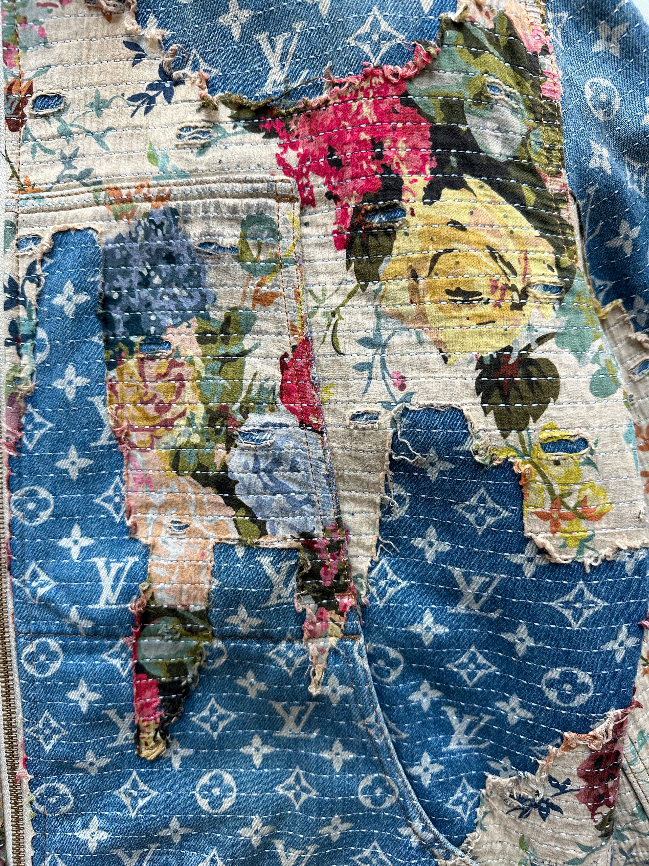 Louis Vuitton Louis Vuitton Blue Monogram Distressed Floral Jacket Size US XL / EU 56 / 4 - 6 Thumbnail