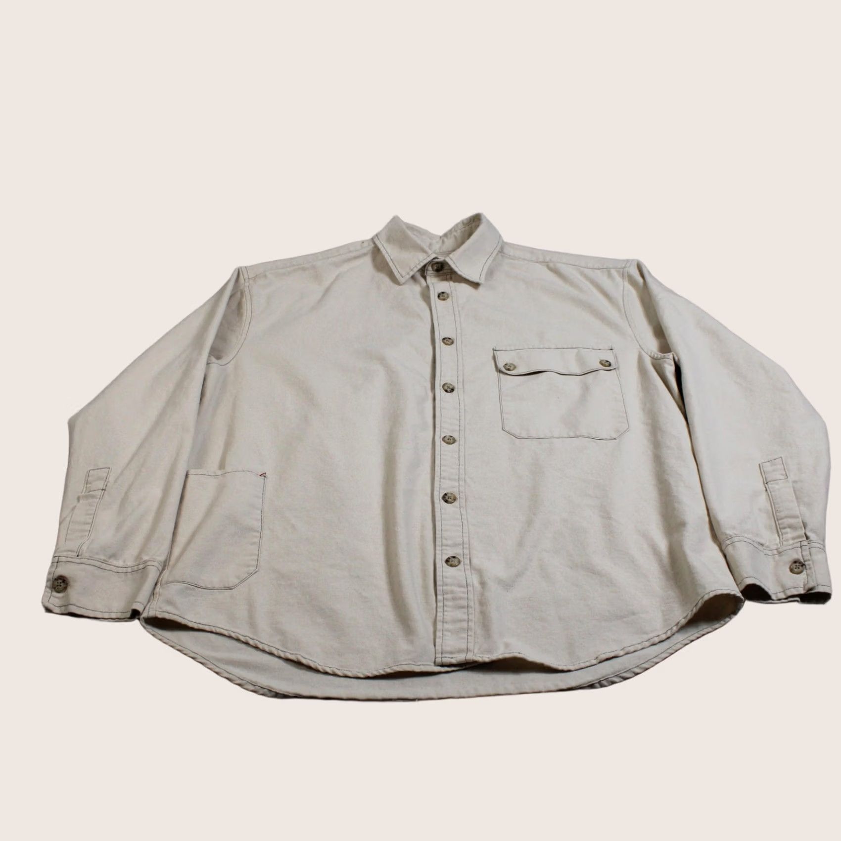 Vintage Utility Canvas Work Shirt Men XL Beige Shacket Chore Barn USA Heritage Size US XL / EU 56 / 4 - 1 Thumbnail