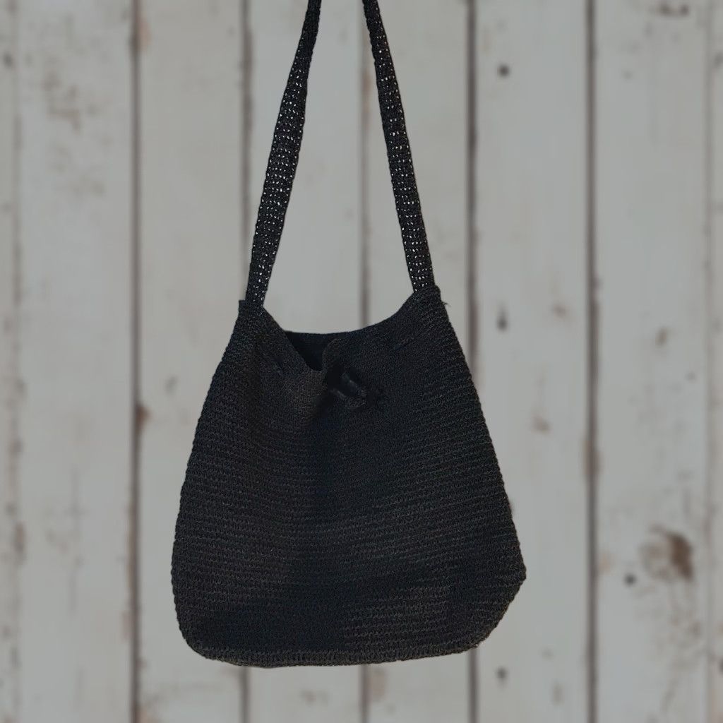Faded Glory Faded Glory Black Drawstring Shoulder Bag Women Large Casual Travel Purse with Coin Accessory Size ONE SIZE - 1 Thumbnail