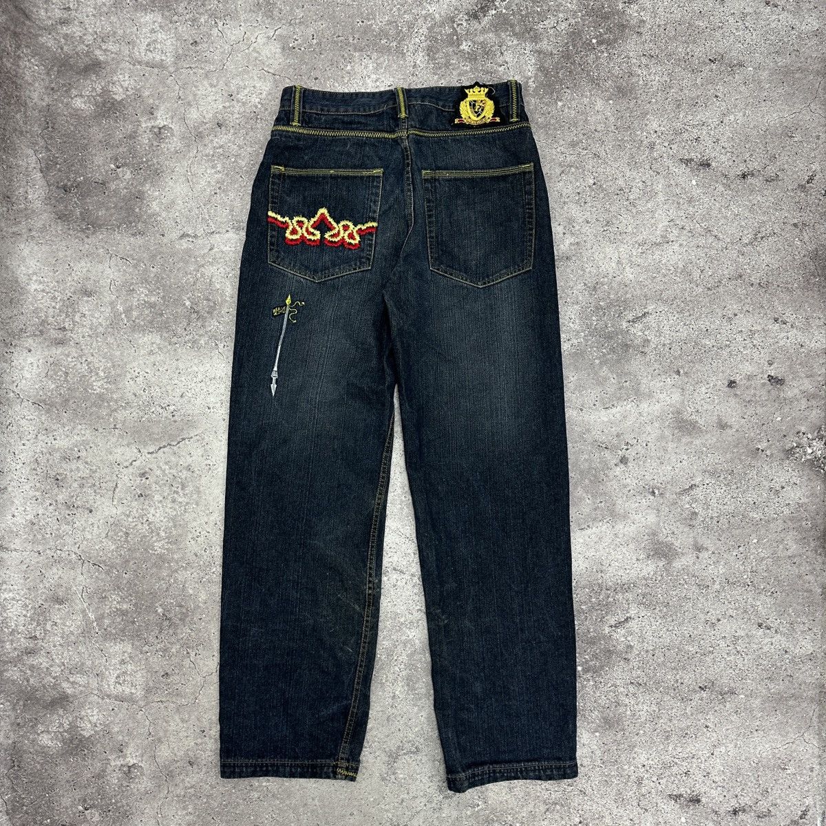 Japanese Brand Vintage 90s Crown Holder Embroidered rap jeans og y2k Size US 34 / EU 50 - 2 Thumbnail