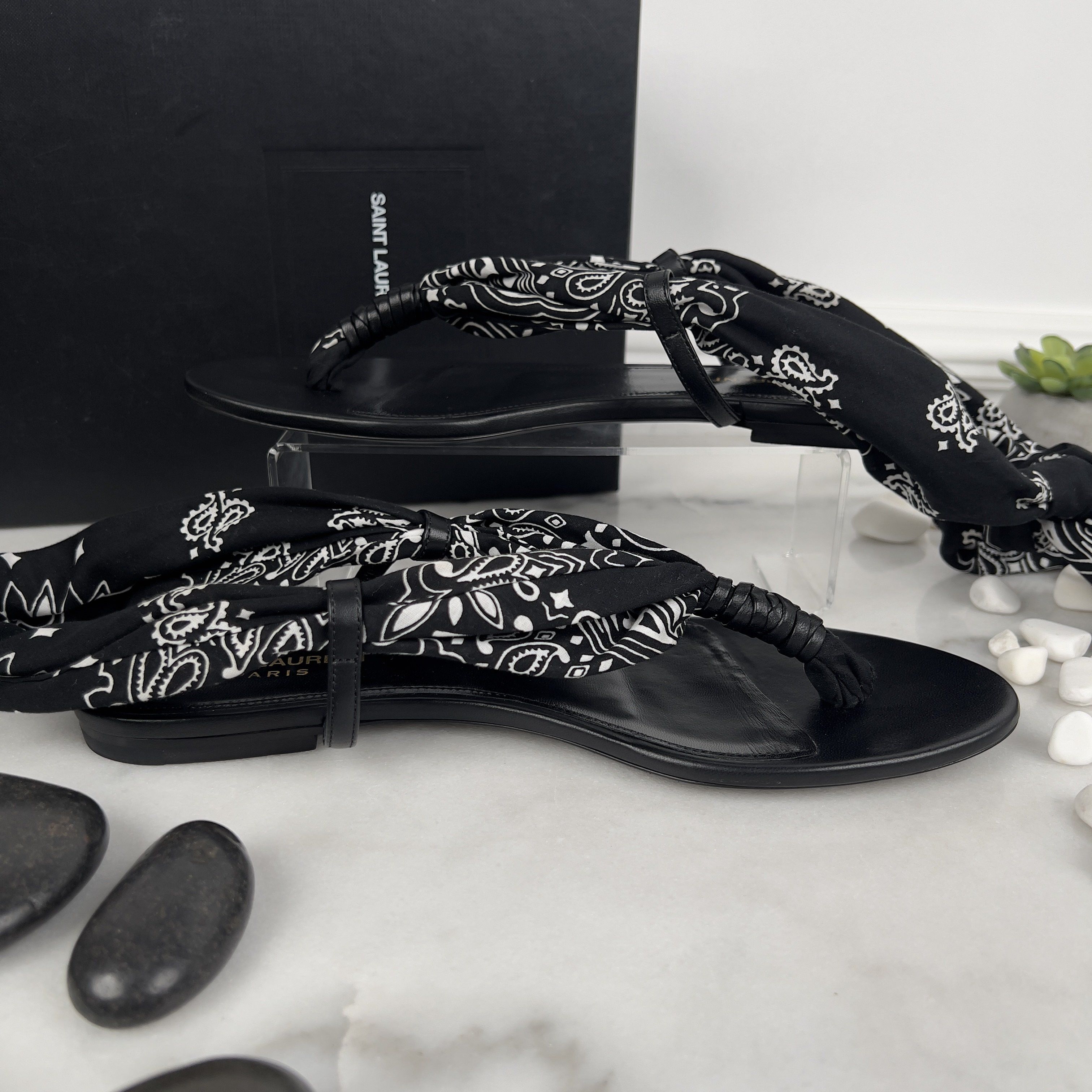 Saint Laurent Paris Saint Laurent Dalas Bandana-print Open Sandals Fabric Size US 10 / IT 40 - 5 Thumbnail