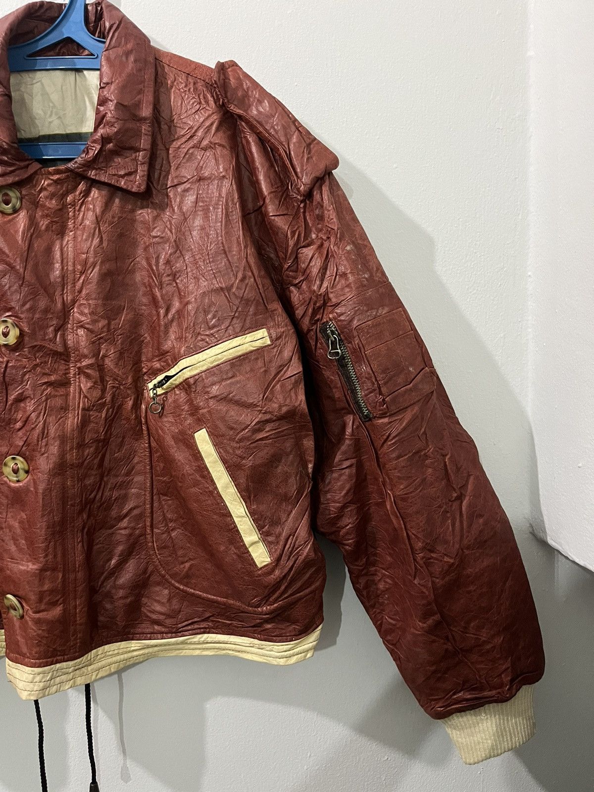 Jiberish VINTAGE 80s LEATHER JACKETS BOMBER STYLE Size US L / EU 52-54 / 3 - 2 Thumbnail