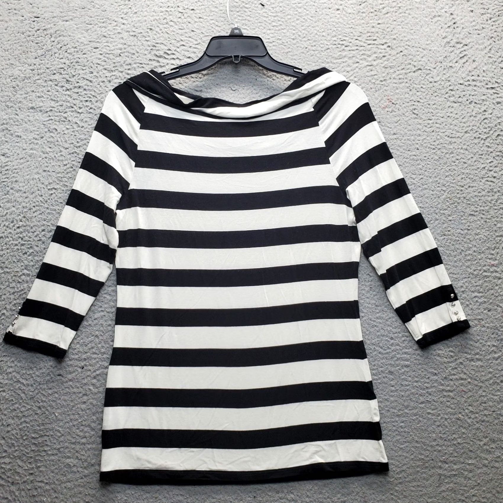 White House Black Market White House Black Market Shirt Women L Multicolor Striped Rayon Stretch Cowl Neck Casual Shirt Size L / US 10 / IT 46 - 2 Thumbnail