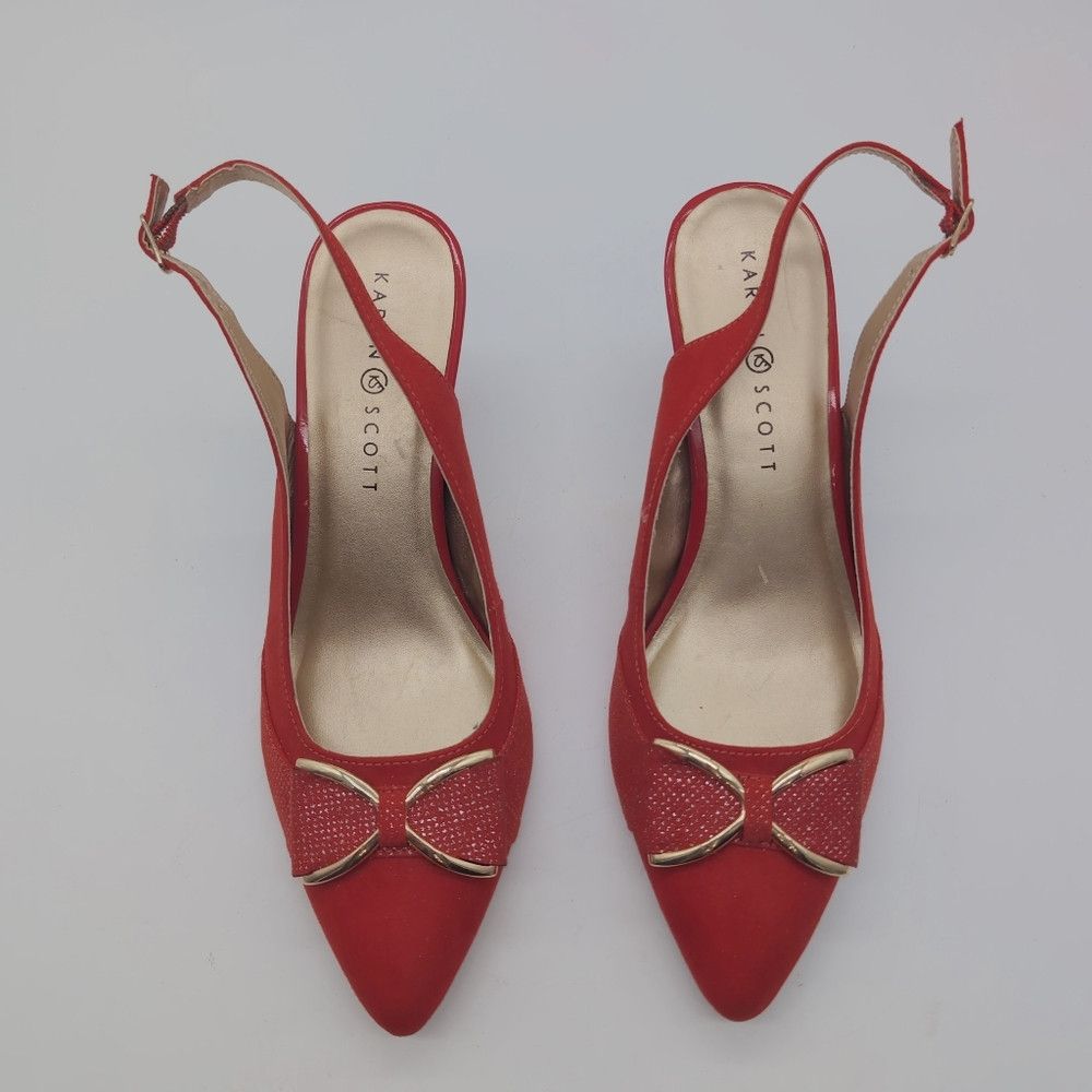 Other Karen Scott Sz 9.5 Elegant Red Slingback Heels Gladiss Size US 9.5 / IT 39.5 - 3 Thumbnail