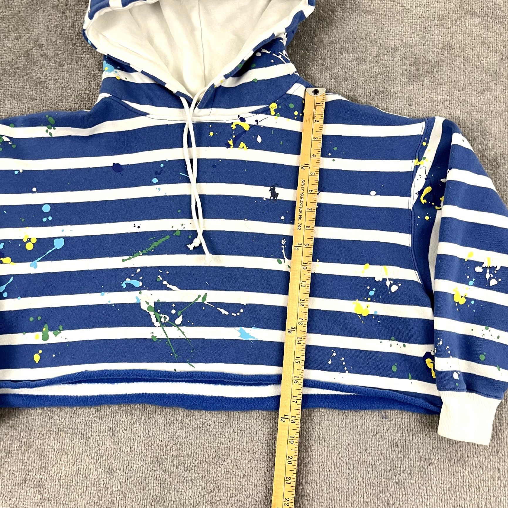 Polo Ralph Lauren POLO RALPH LAUREN Hoodie Womens Large Cropped Boxy Paint Splatter Sweatshirt Gym Size L / US 10 / IT 46 - 4 Thumbnail
