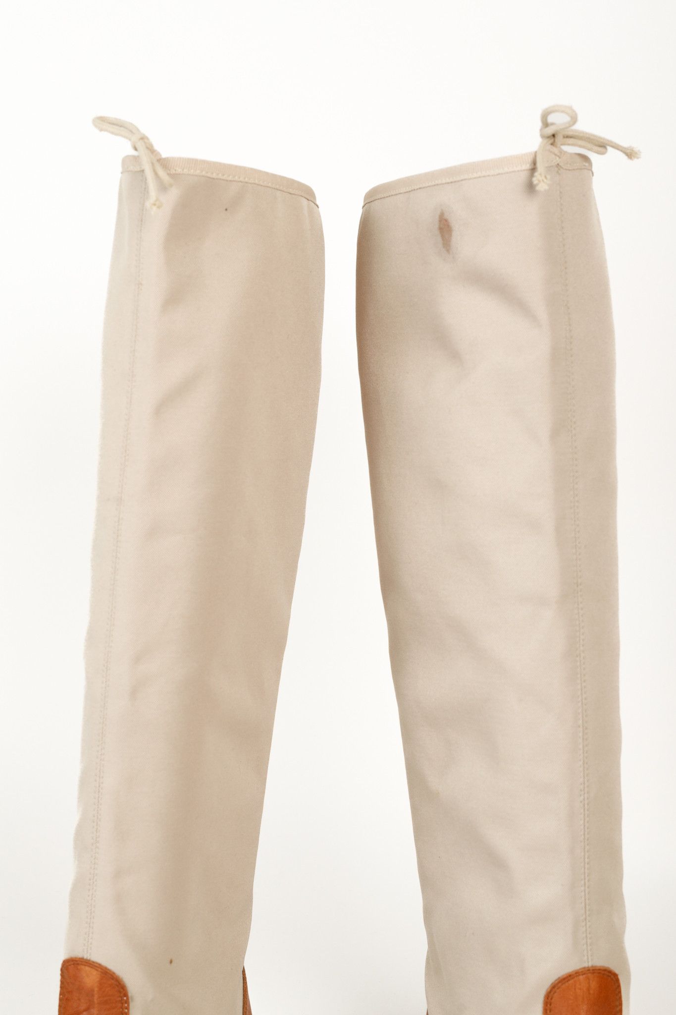 Repetto Repetto Beige & Cognac Canvas Leather Tall Boots Size US 7 / IT 37 - 9 Thumbnail