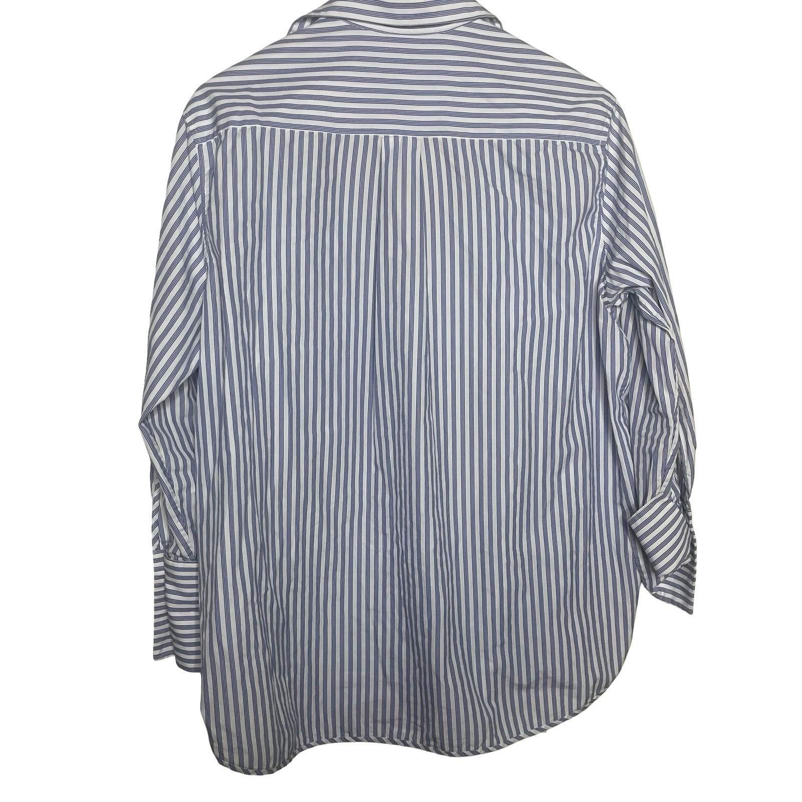 Scanlan Theodore Scanlan Theodore Blue Striped Long Sleeve Button-Up Shirt Size M / US 6-8 / IT 42-44 - 7 Thumbnail