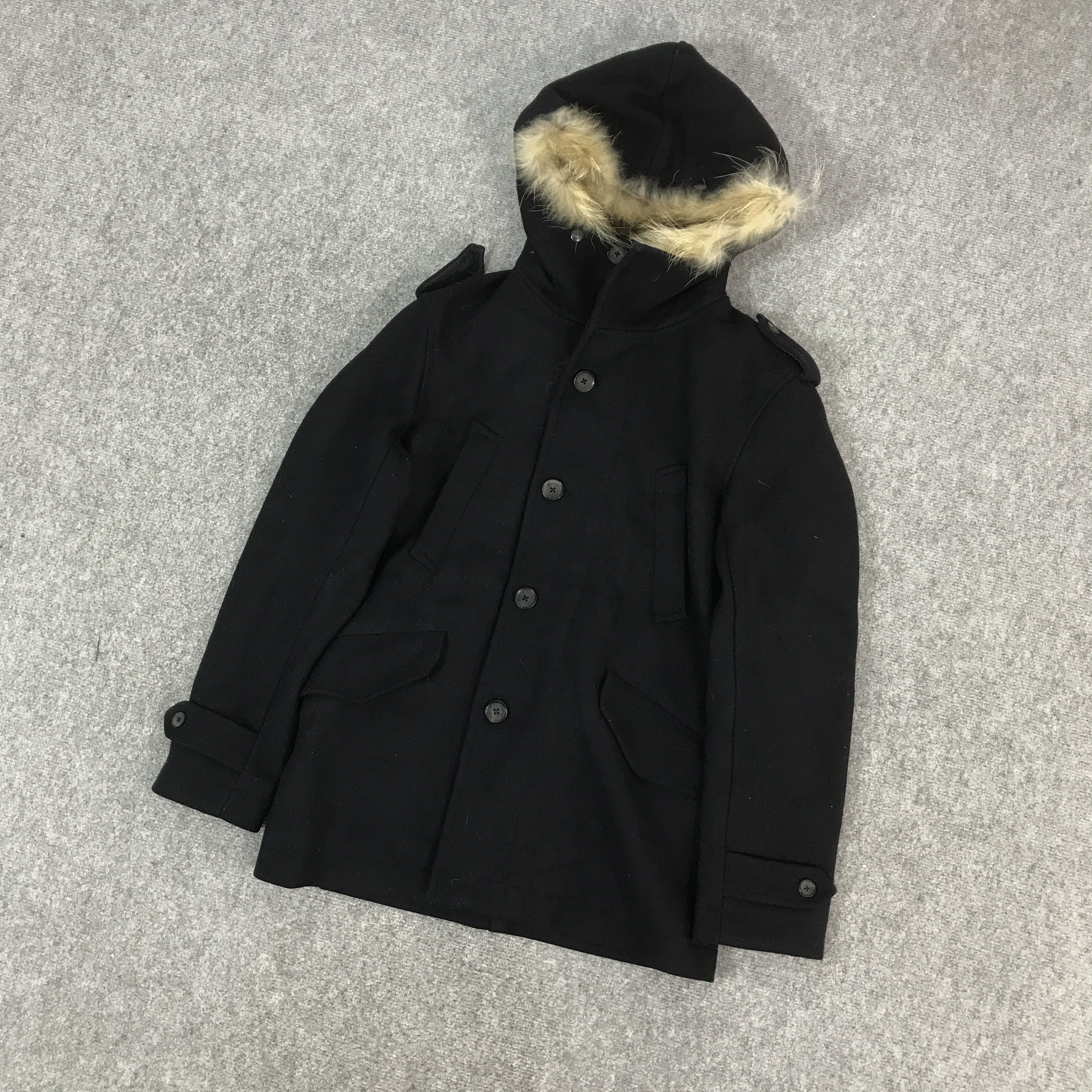 Edifice Japan EDIFICE JAPAN WOOL BLACK JACKET FUR HOODIES Size US L / EU 52-54 / 3 - 5 Thumbnail