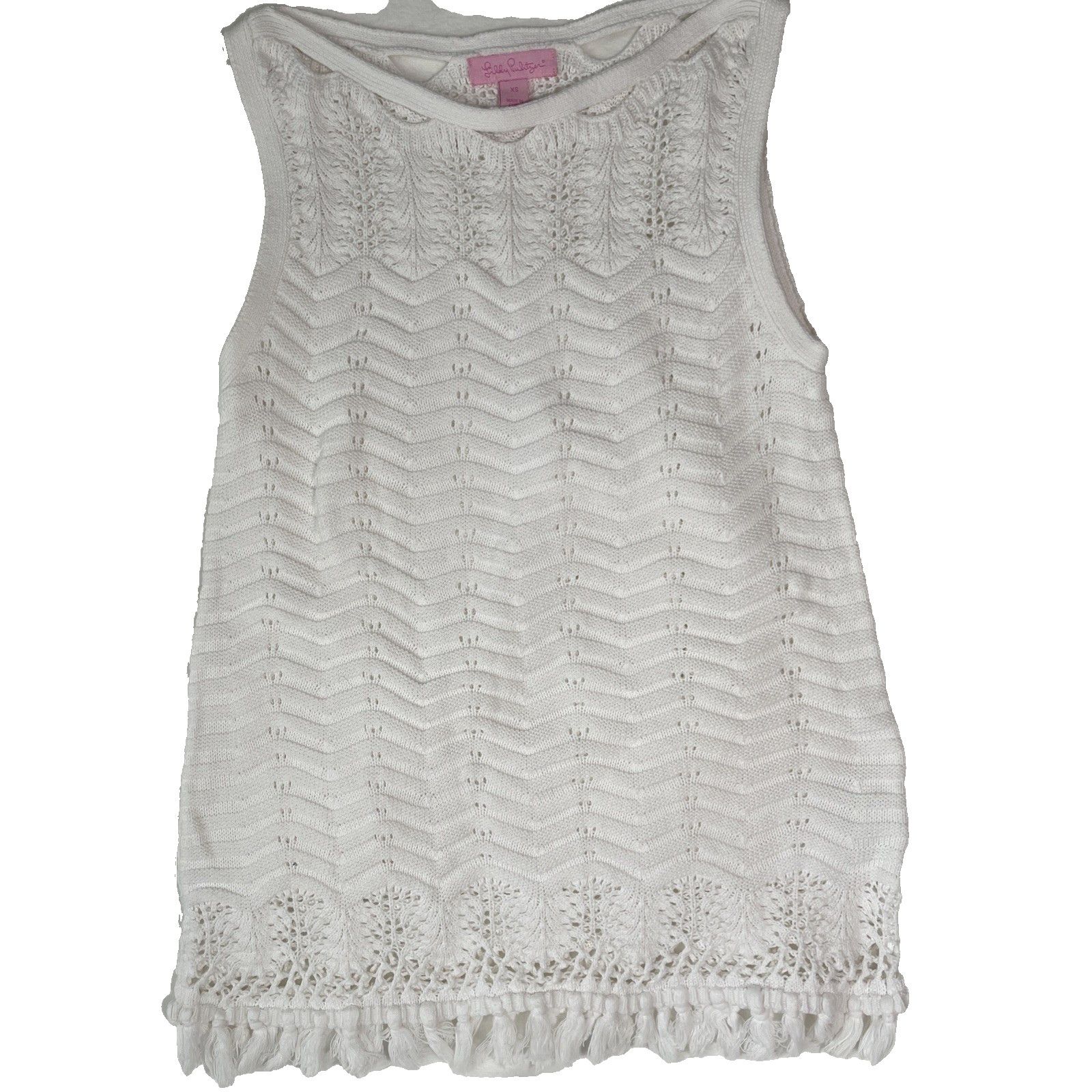 Lilly Pulitzer Lilly Pulitzer White Knit Tank Top - Size XS Size XS / US 0-2 / IT 36-38 - 2 Thumbnail