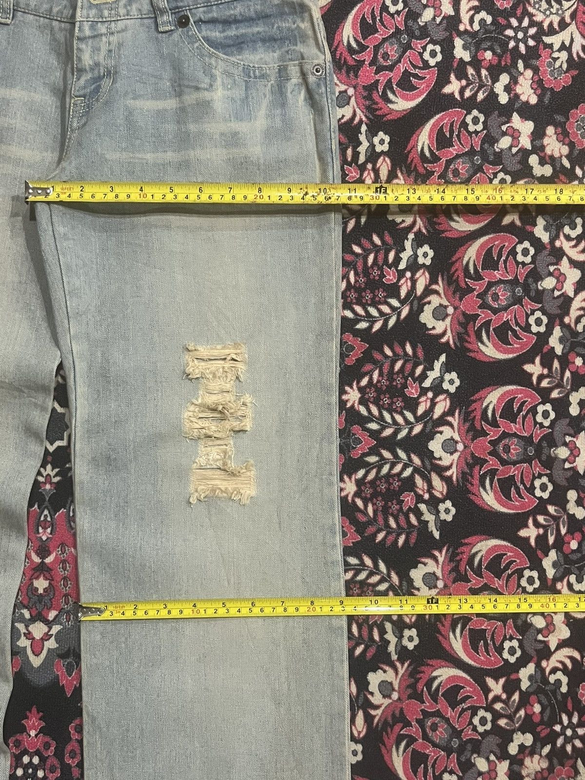 Travis Scott Japanese Brand Sky Bomber Camo Double Waist Distressed Jeans Size US 28 / EU 44 - 12 Thumbnail