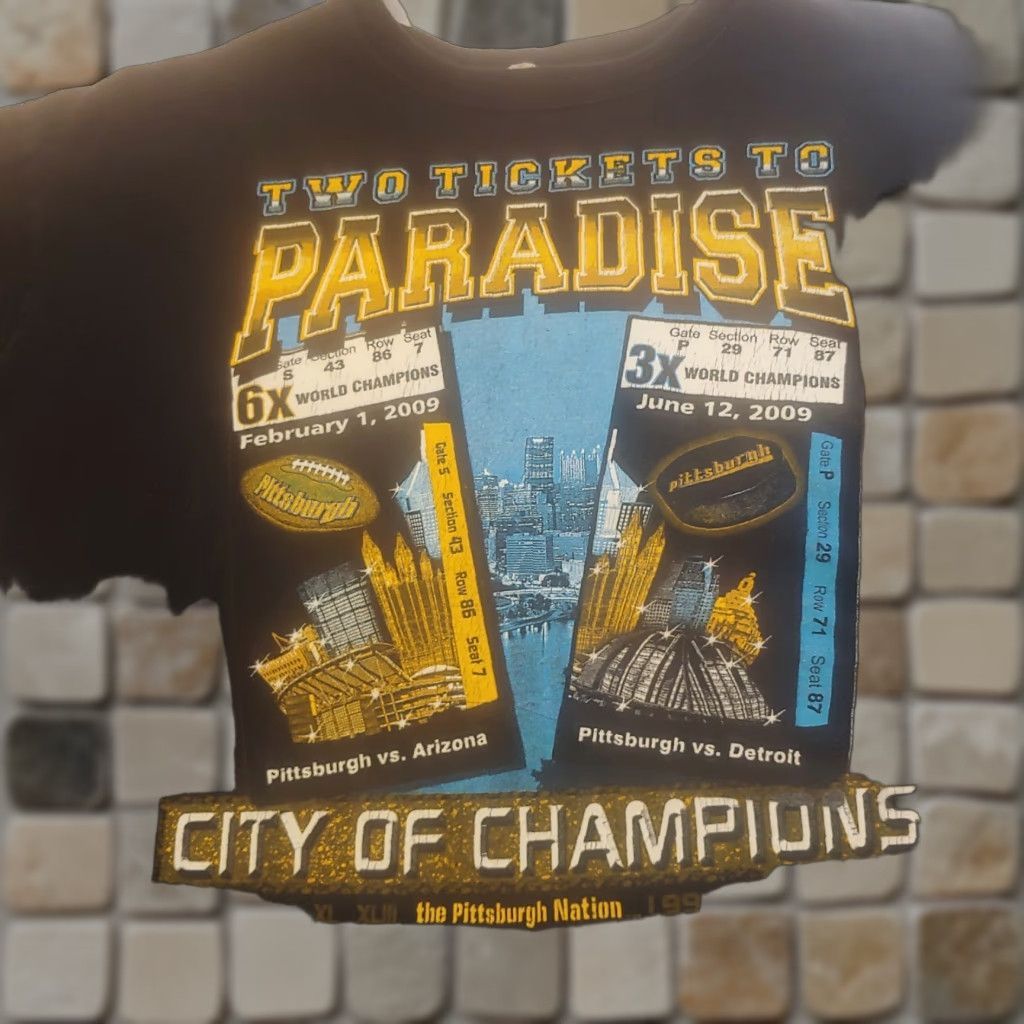 Paradise Pittsburgh T Shirt XL Penguins Steelers 2009 Sports Nation 2 Tickets To Paradise Size US XL / EU 56 / 4 - 1 Thumbnail
