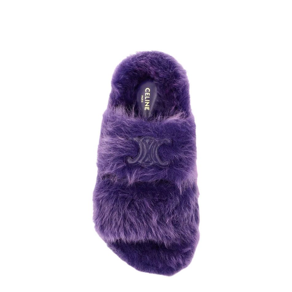 Celine CELINE Triomphe Shearling Purple Sandals New & Authentic (Wo Size US 8 / IT 38 - 4 Thumbnail