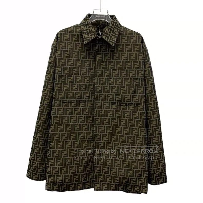 Fendi Fendi Dark brown logo letter all-over print long-sleeve sh Size US M / EU 48-50 / 2 - 1 Thumbnail