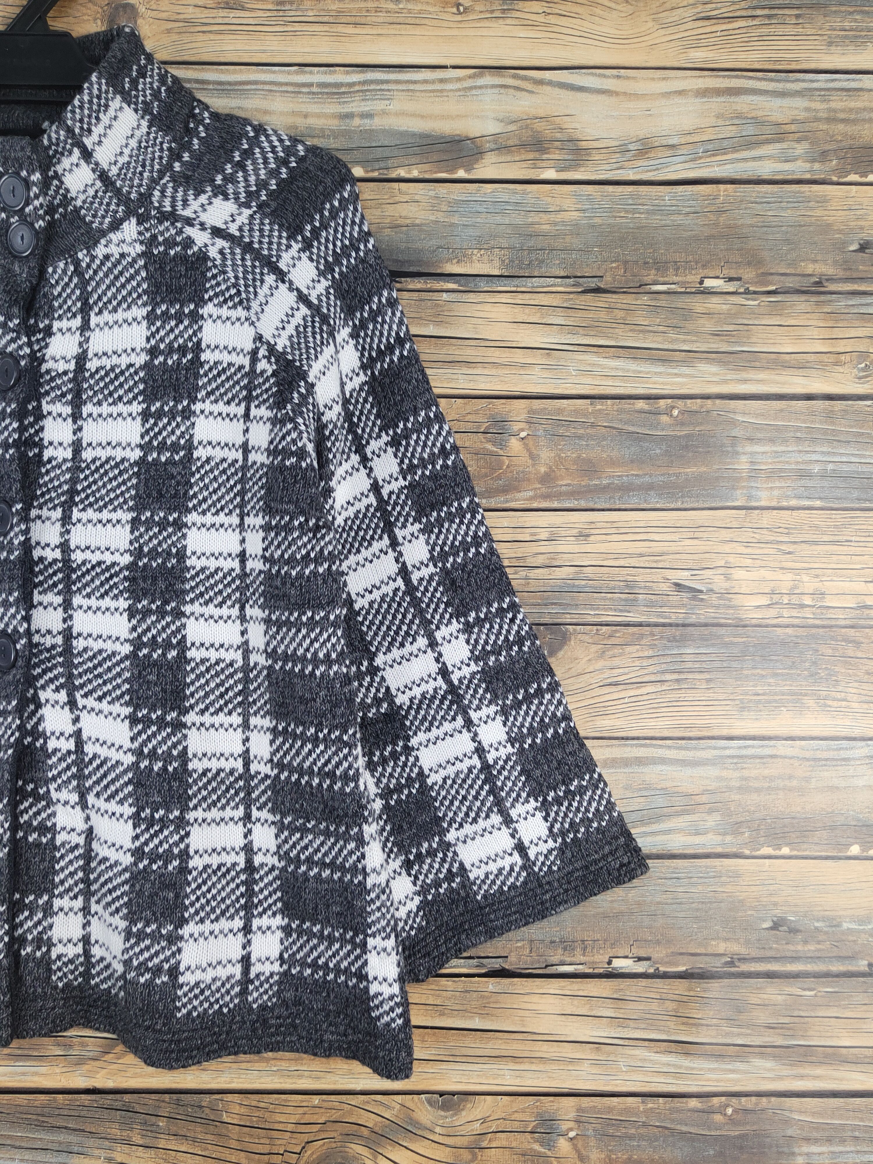 Japanese Brand Gene Luxue Black White Knitwear Cardigan #W1228 Size M / US 6-8 / IT 42-44 - 5 Thumbnail