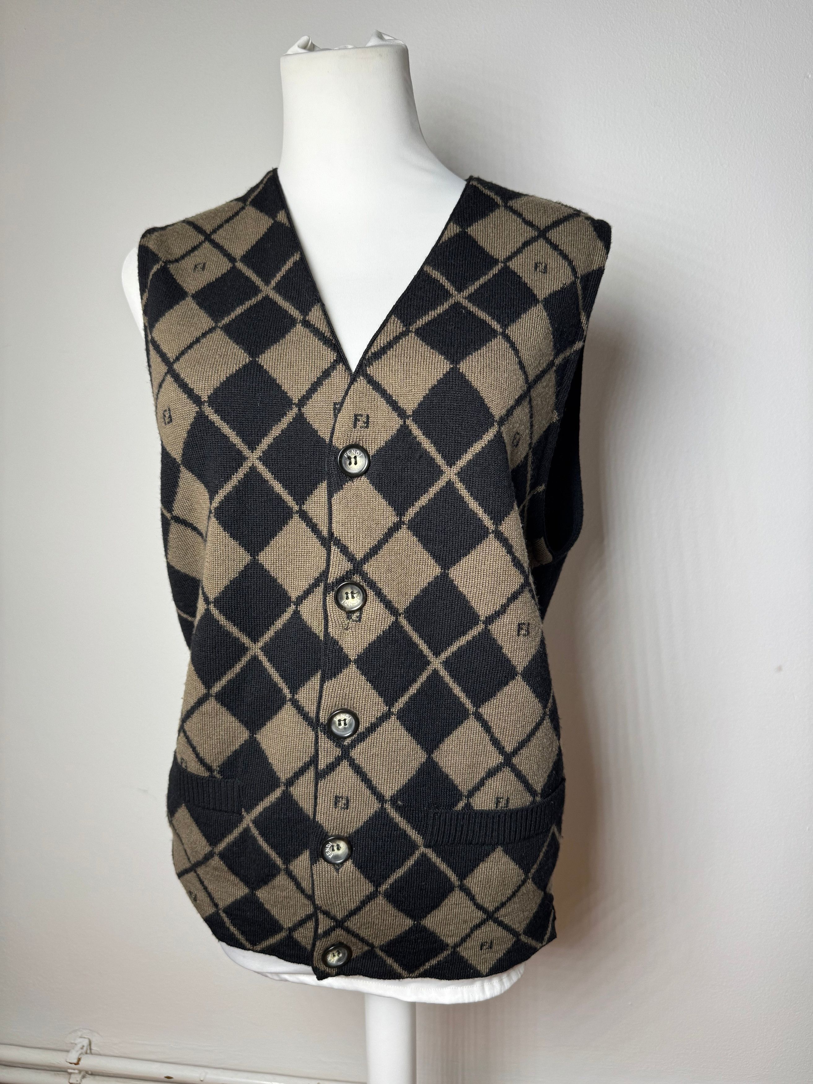 Fendi Vintage Wool West Black Brown L/XL Size XL / US 12-14 / IT 48-50 - 1 Thumbnail