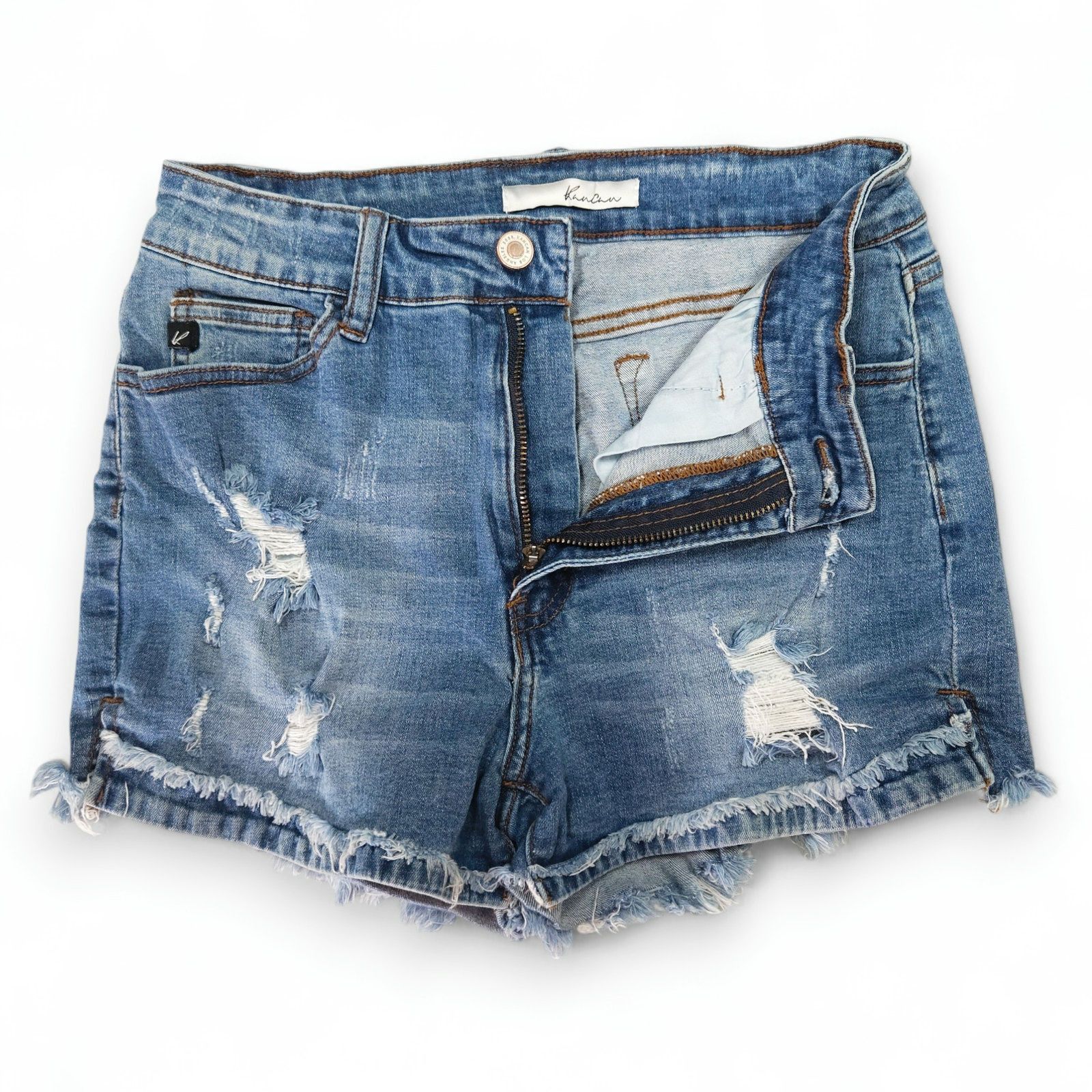 Other EUC Kancan High Rise Denim Shorts Sz. 28 Blue Distressed Size 28" / US 6 / IT 42 - 3 Thumbnail