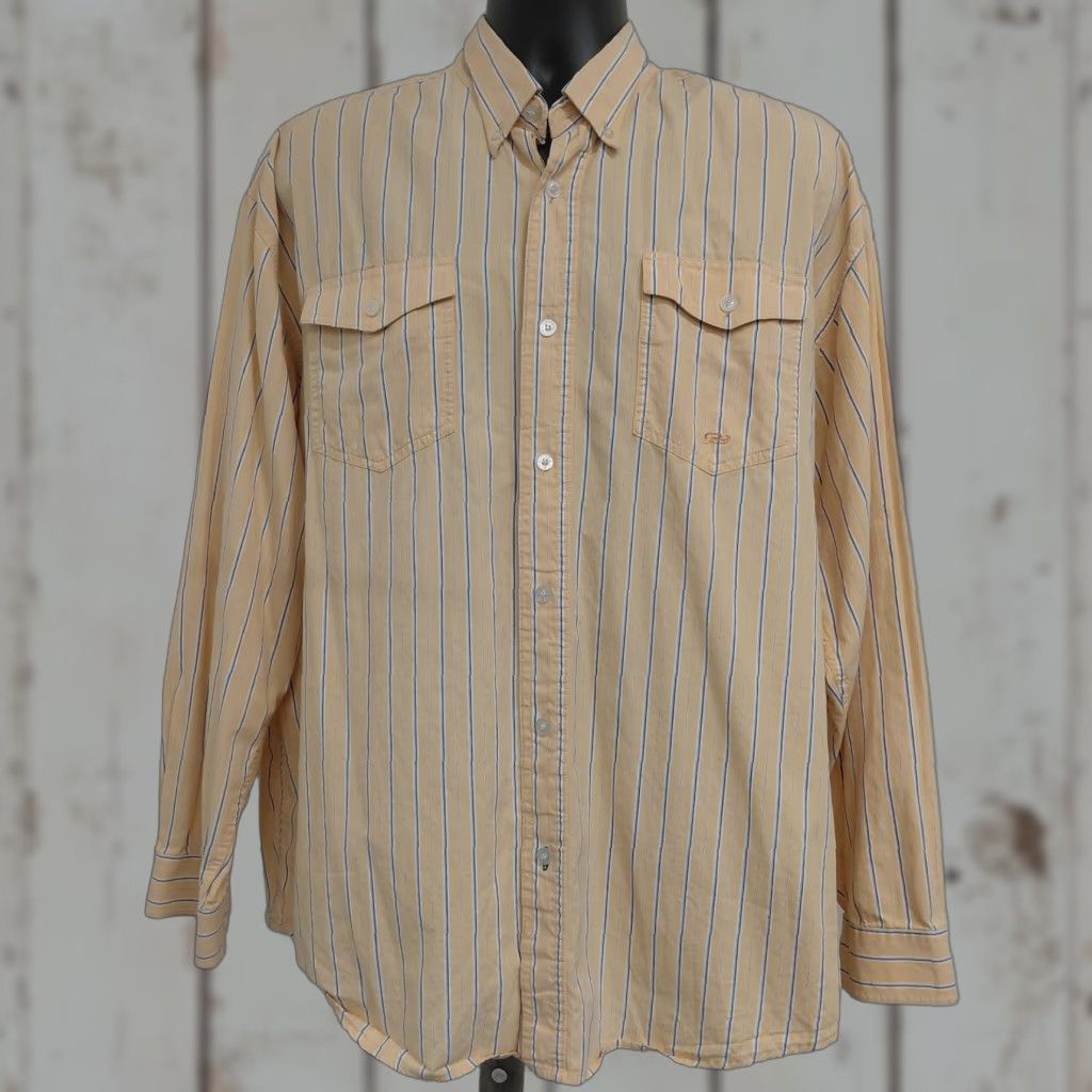 Roper VINTAGE Roper Shirt Mens 2XL Western Button-Up Long Sleeve Striped Tan Blue Size US XXL / EU 58 / 5 - 1 Thumbnail