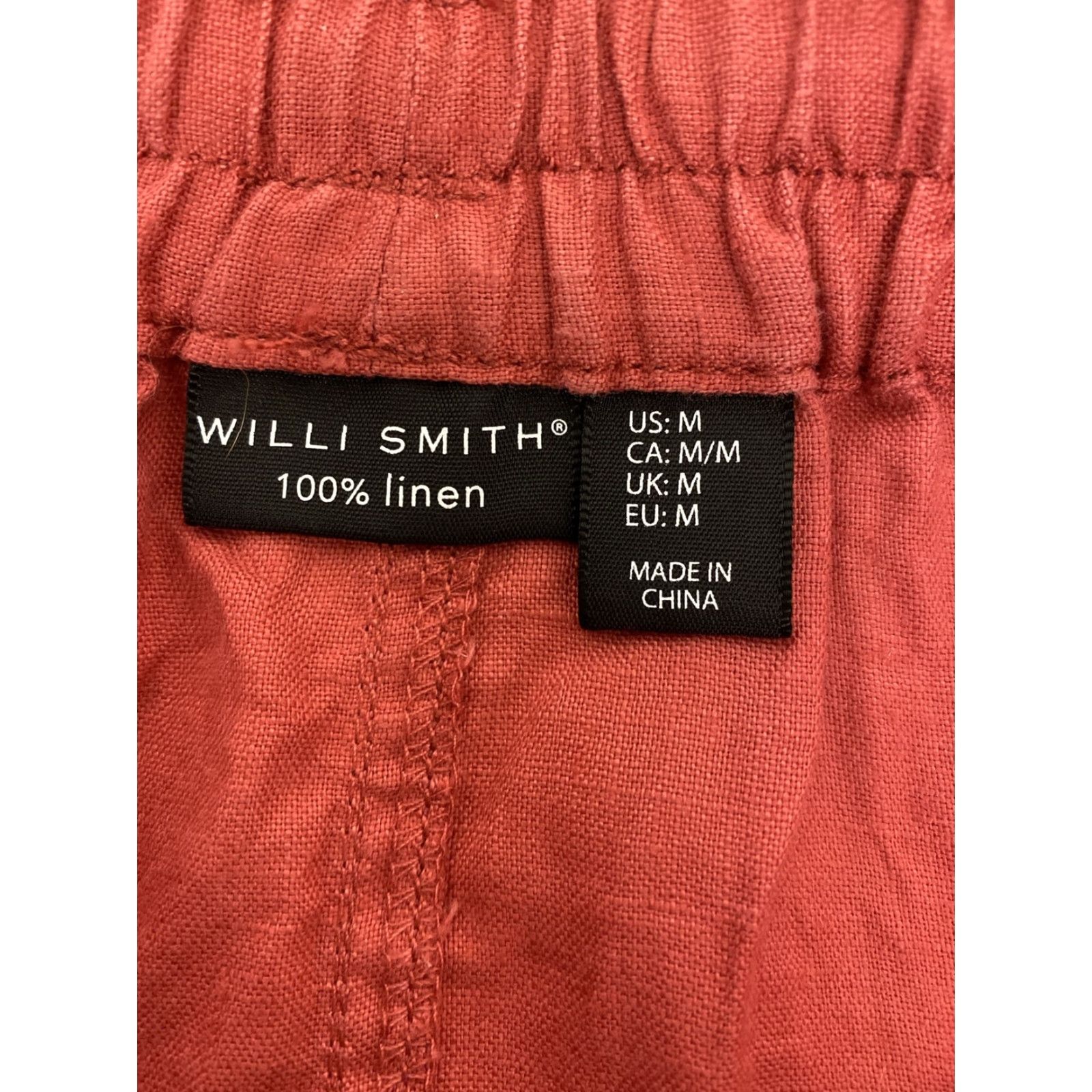 Vintage Smith Linen Mini Skirt Women’s M Brick Elastic Drawstring Waist Short Pockets Size 32" / US 10 / IT 46 - 8 Thumbnail