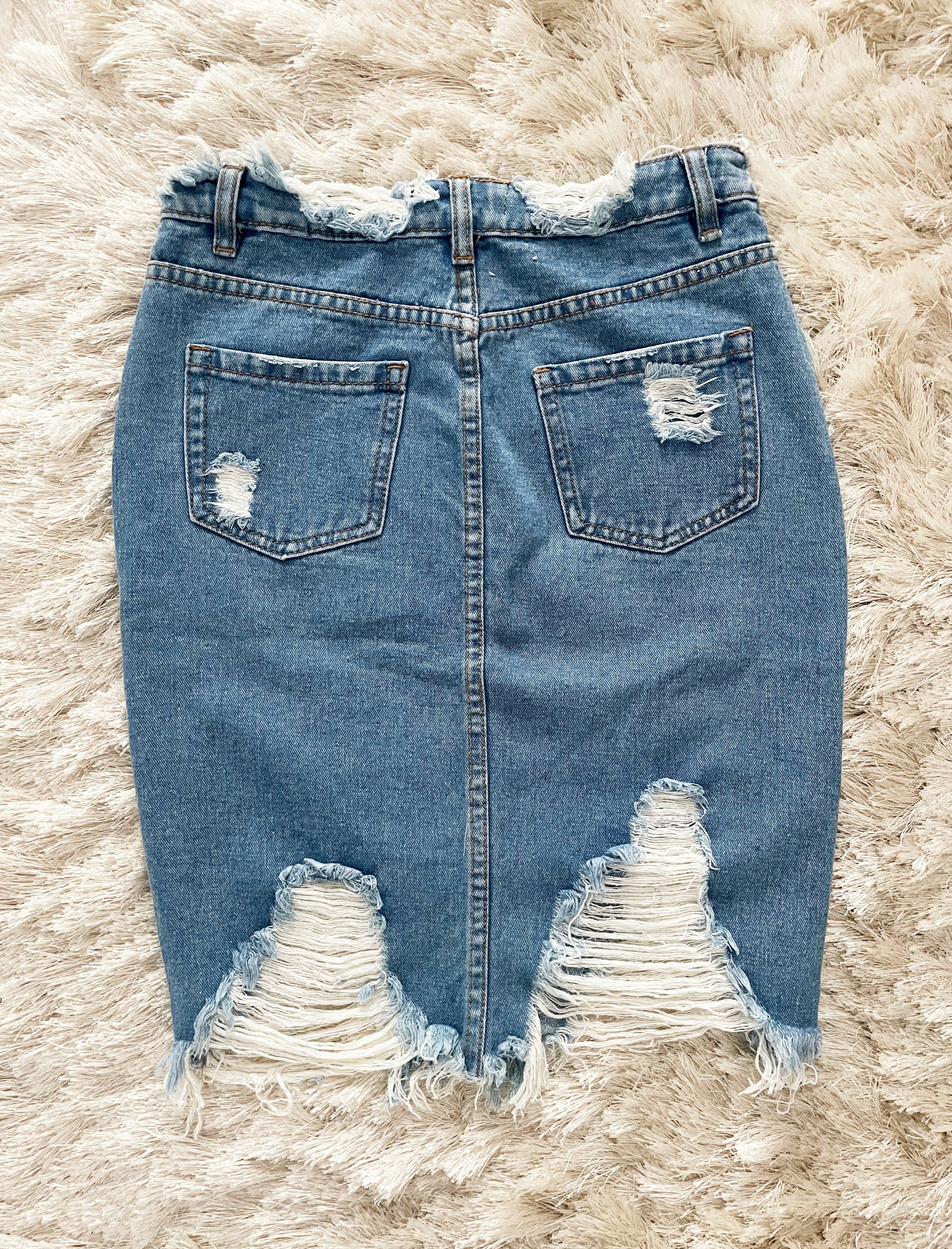 Missguided Missguided Busted Hem Denim Midi Skirt 36 / 4 Size 27" / US 4 / IT 40 - 3 Thumbnail