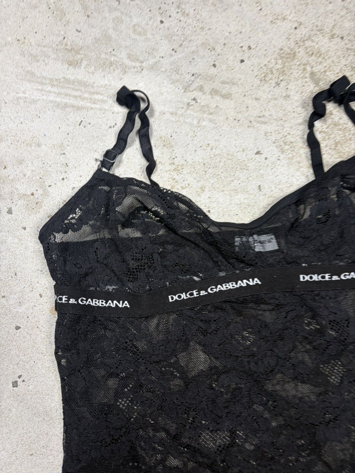 Dolce & Gabbana Vintage 2000s Dolce & Gabbana Underwear Black Lace Top Logo Size M / US 6-8 / IT 42-44 - 5 Thumbnail