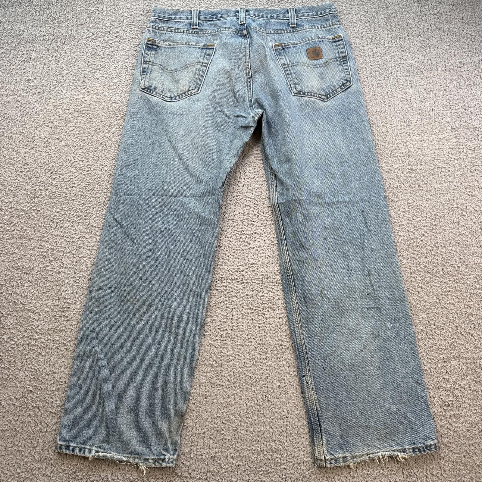 Carhartt Carhartt B480 DPS Distressed Workwear Jeans 35x30 Faded Size US 35 - 2 Thumbnail
