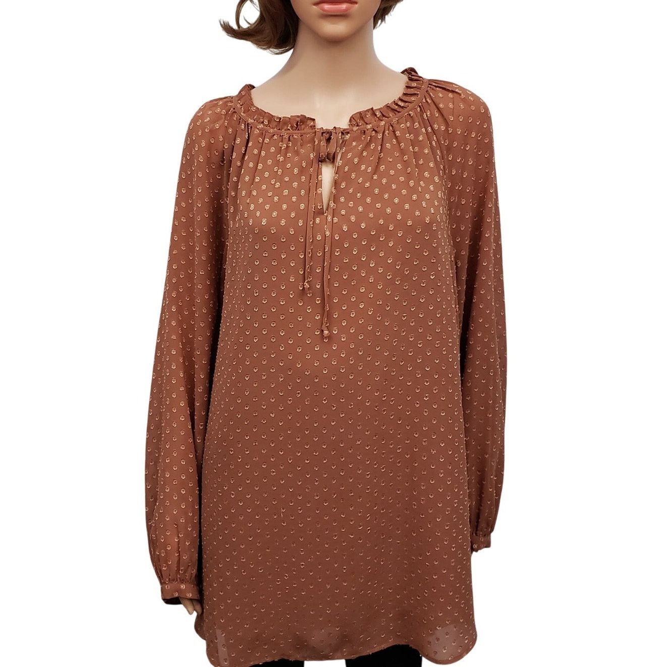 Other DR2 BY DANIEL RAINN Plus Size 2X Swiss Dot Tie Neck Blouse Size XXL / US 16-18 / IT 52-54 - 4 Thumbnail