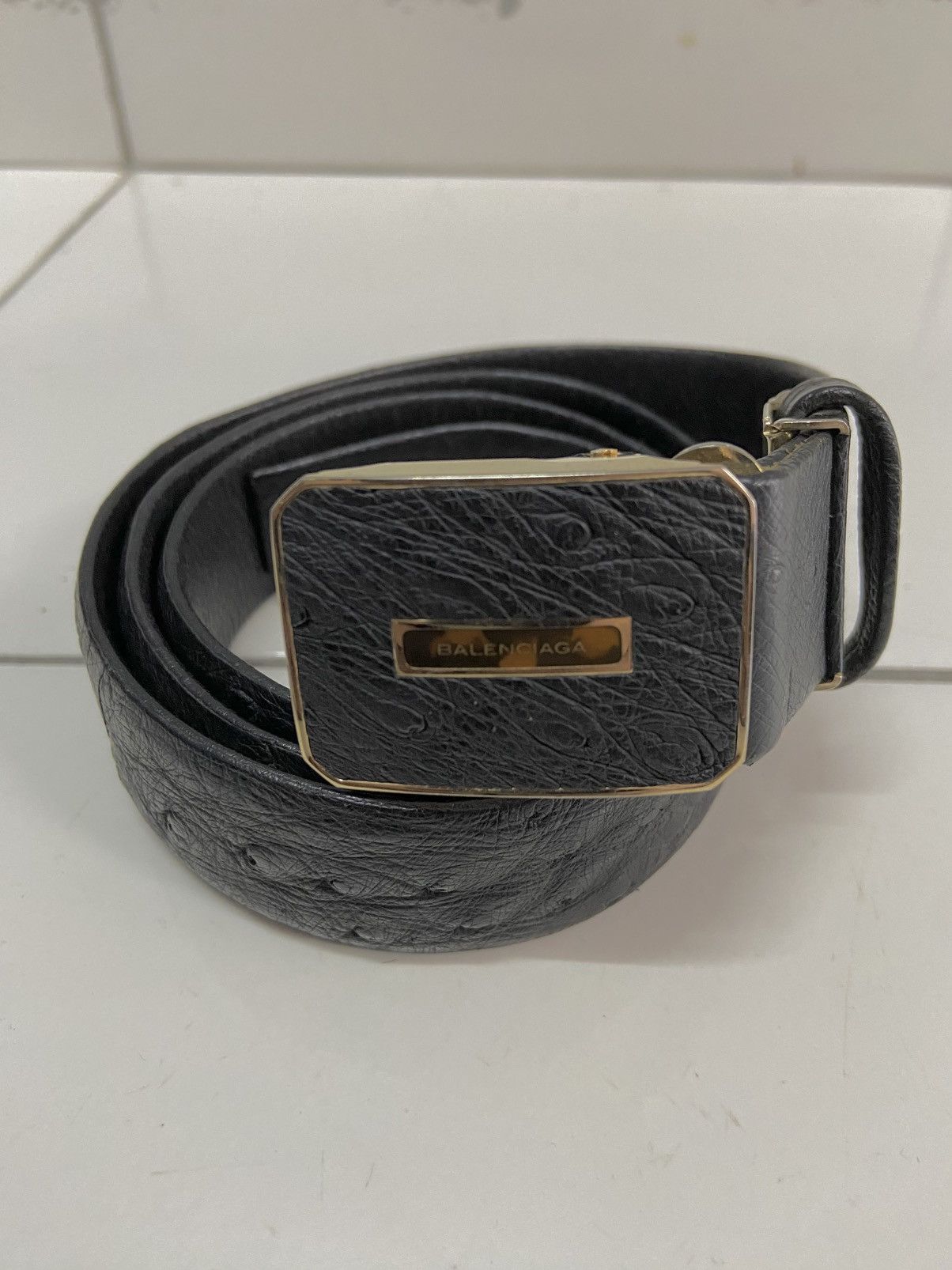 Balenciaga VINTAGE BALENCIAGA PARIS OSTRICH LEATHER BELT Size 38 - 2 Thumbnail