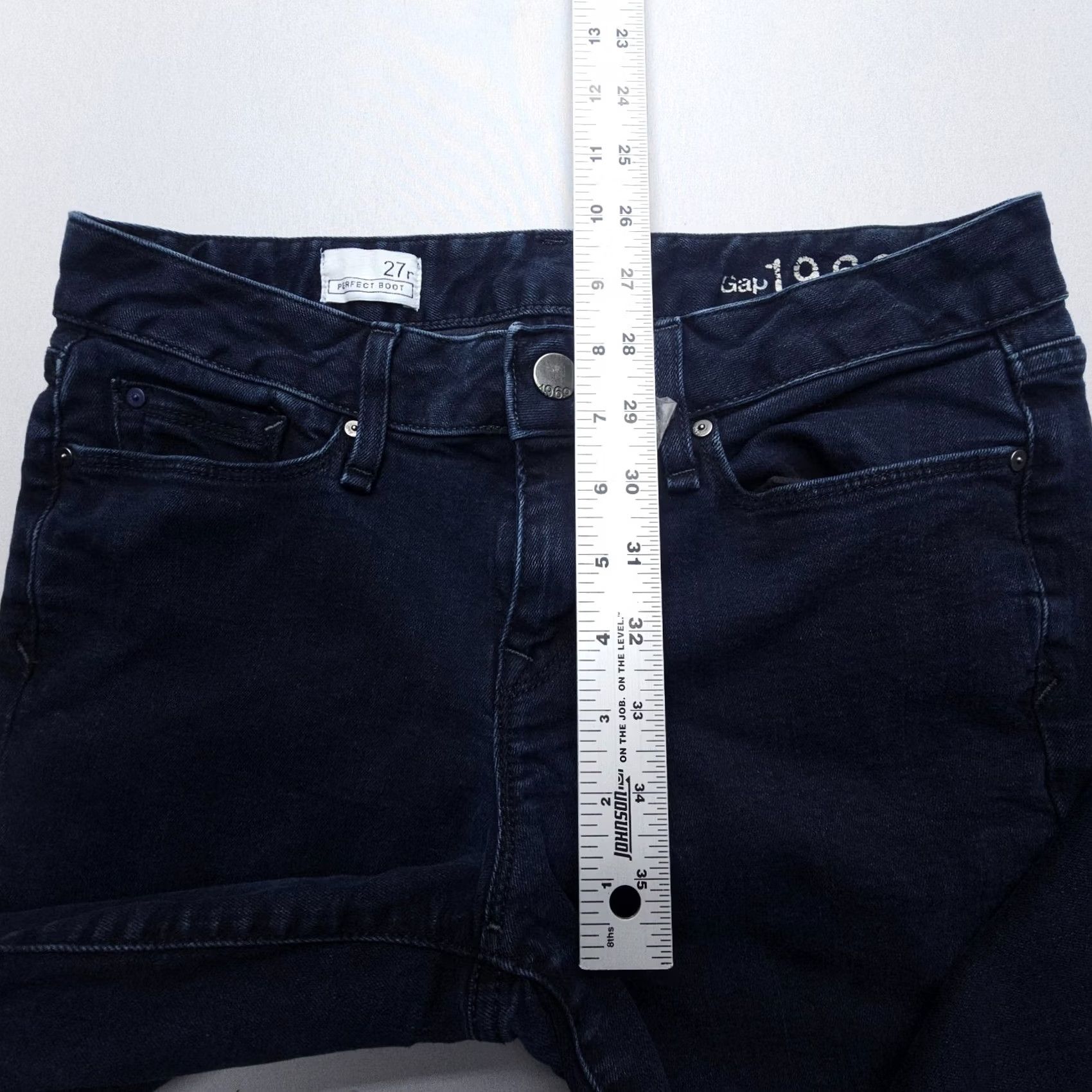 Gap Gap 1969 Bootcut Jeans Blue Dark Wash 27 Regular Denim 5-Pocket Womens Low Rise Stretch Size 27" / US 4 / IT 40 - 7 Thumbnail
