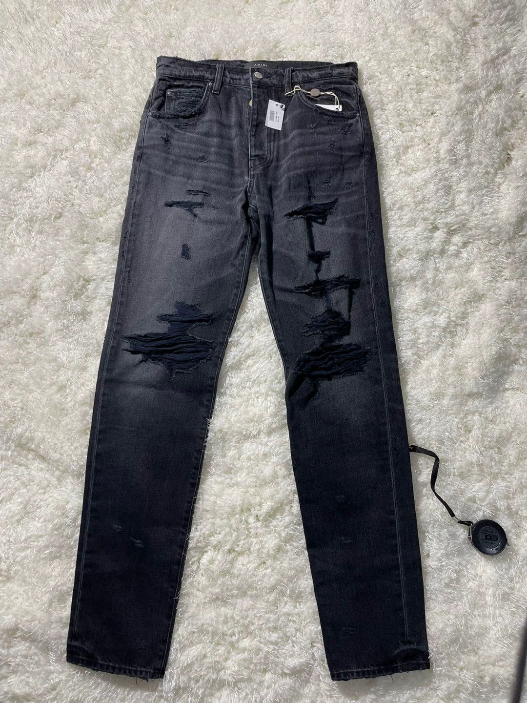 Amiri amiri destroyed slouch jeans in black Size US 28 / EU 44 - 1 Thumbnail