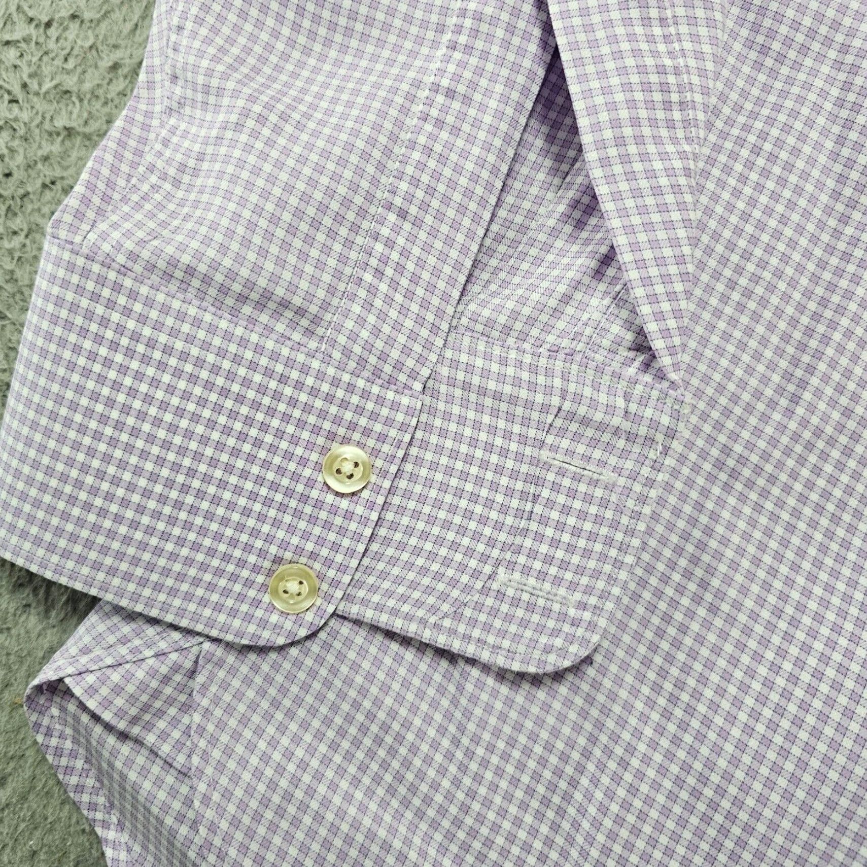 Charles Tyrwhitt Charles Tyrwhitt Dress Shirt Mens Size 16 Slim Purple White Gingham Cotton Size 42R - 5 Thumbnail