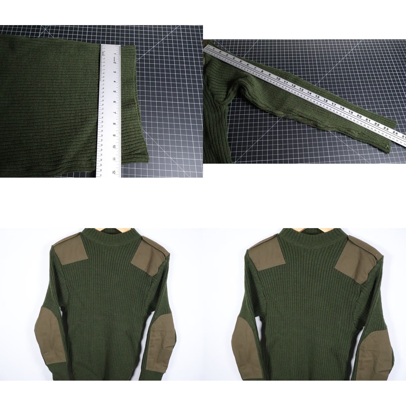 Commando US Army Sweatwear Wool Pullover Sweater Long Sleeve Crew Neck Slim Epaulets Green Large 42 Men's Size US L / EU 52-54 / 3 - 8 Thumbnail