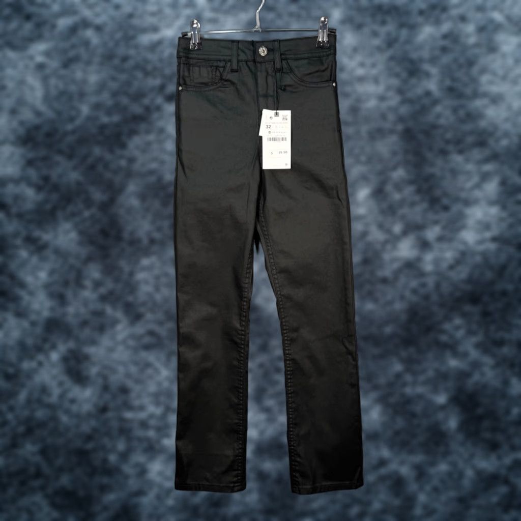 Zara Zara Jeans Slim Black Faux Coated High-Rise Denim 5-Pocket Adult Womens 0 Jeans Fall Winter Spring Summer Size 25" / US 0 / IT 36 - 1 Thumbnail