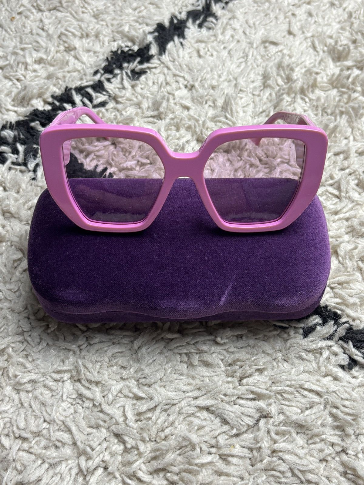 Gucci Gucci Chunky Square Frame Pink GG Sunglasses Size ONE SIZE - 3 Thumbnail
